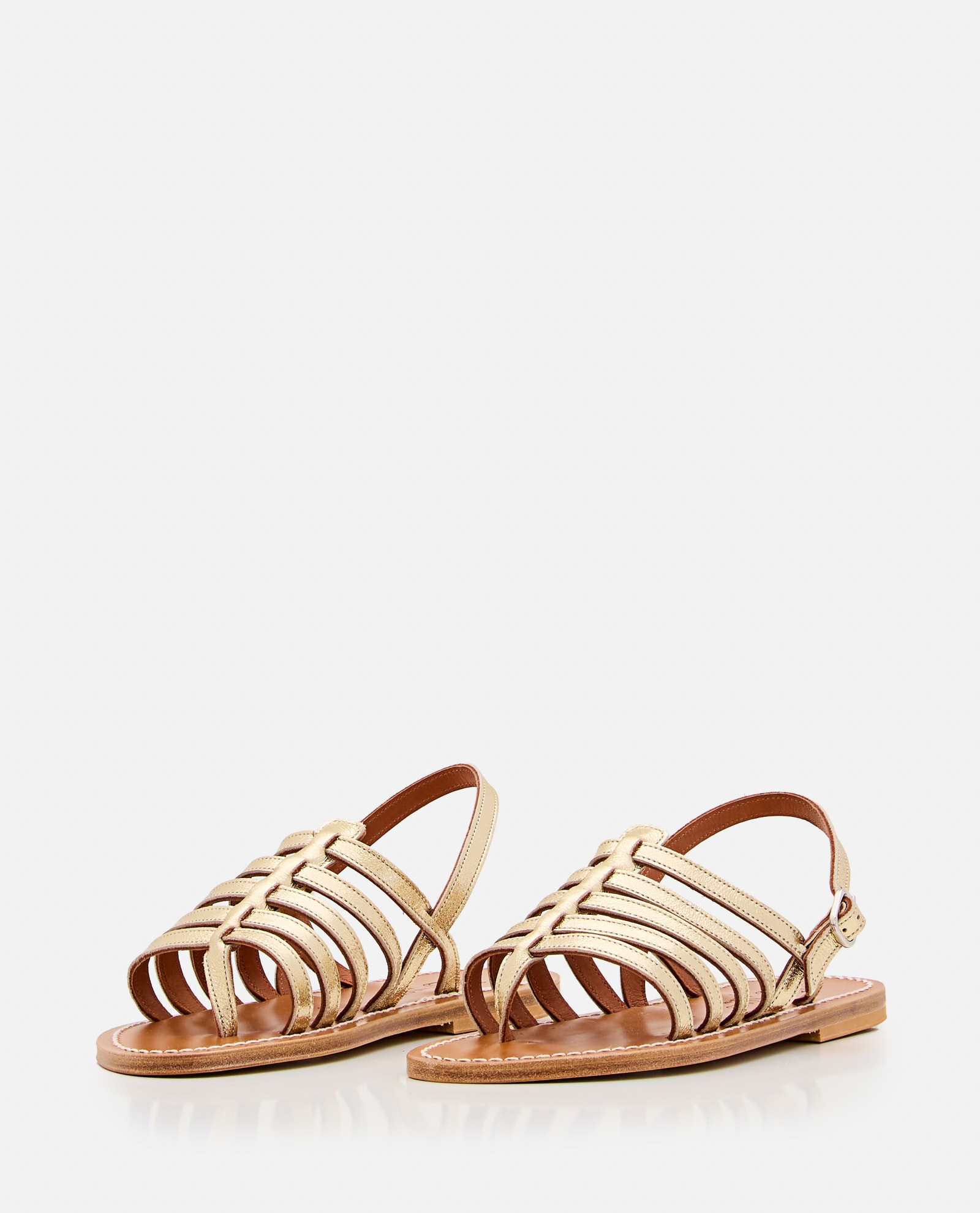 Shop Kjacques Homere Leather Sandals In Golden