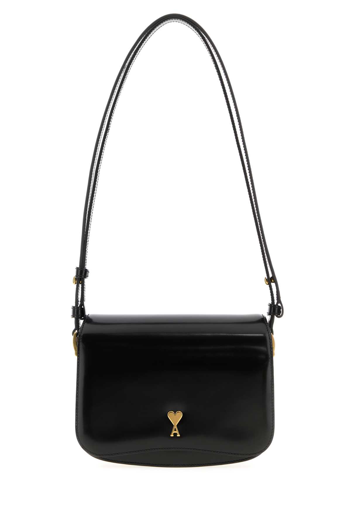 Ami Alexandre Mattiussi Ami Paris Women Leather Shoulder Bag With Logo Monogram In Black