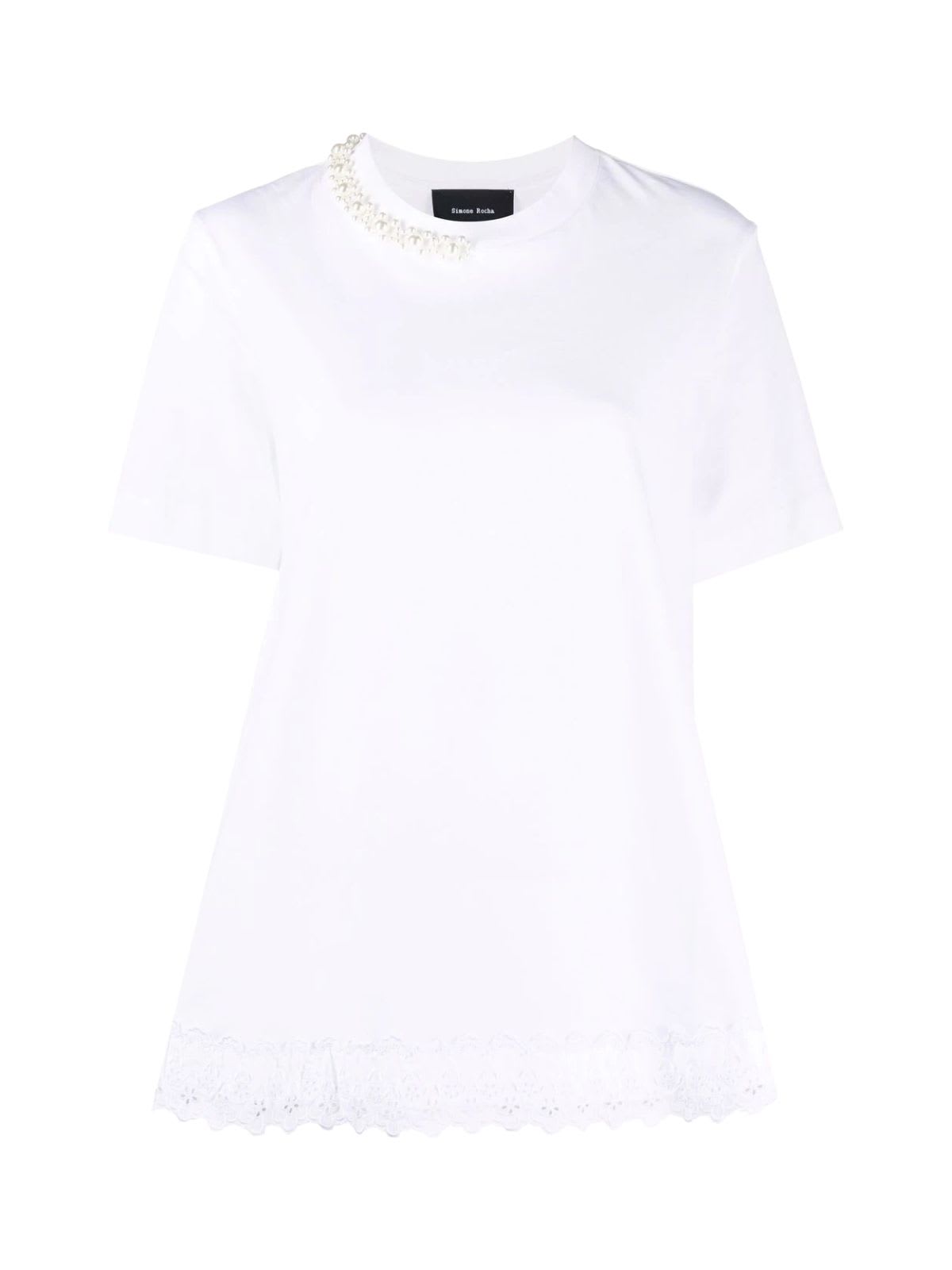 Simone Rocha A-line T-shirt With Embroidered Trim And Beading