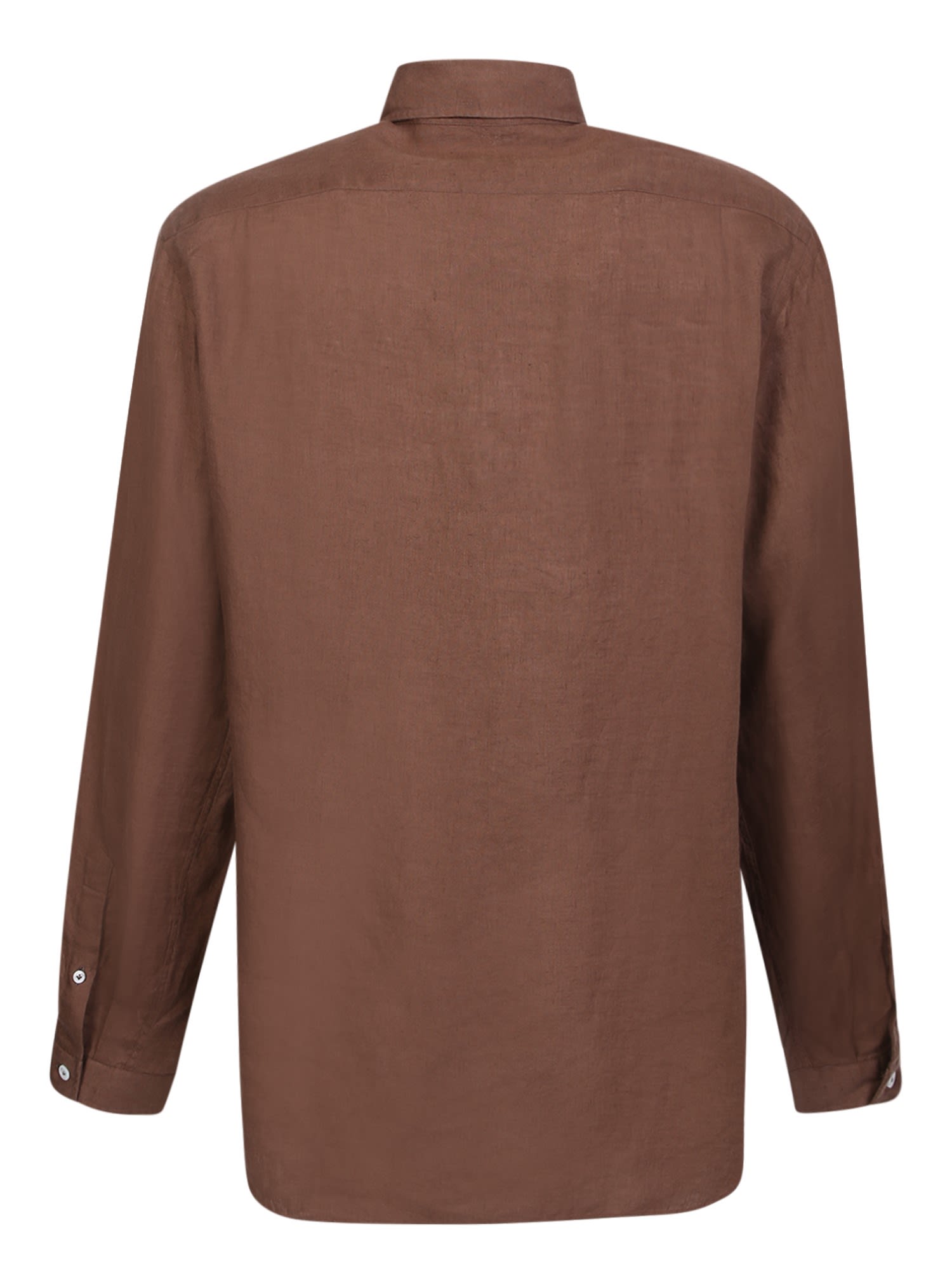 Shop Lardini Linen Polo Shirt In Brown