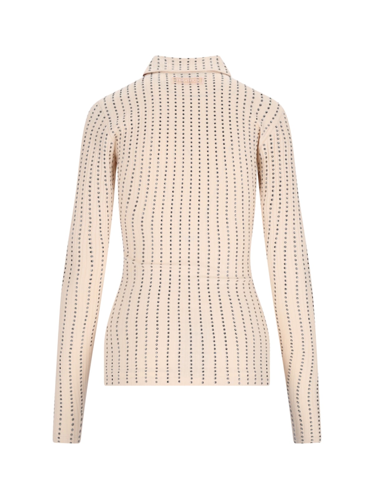 Shop Attico Crystal Polo Shirt In Cream
