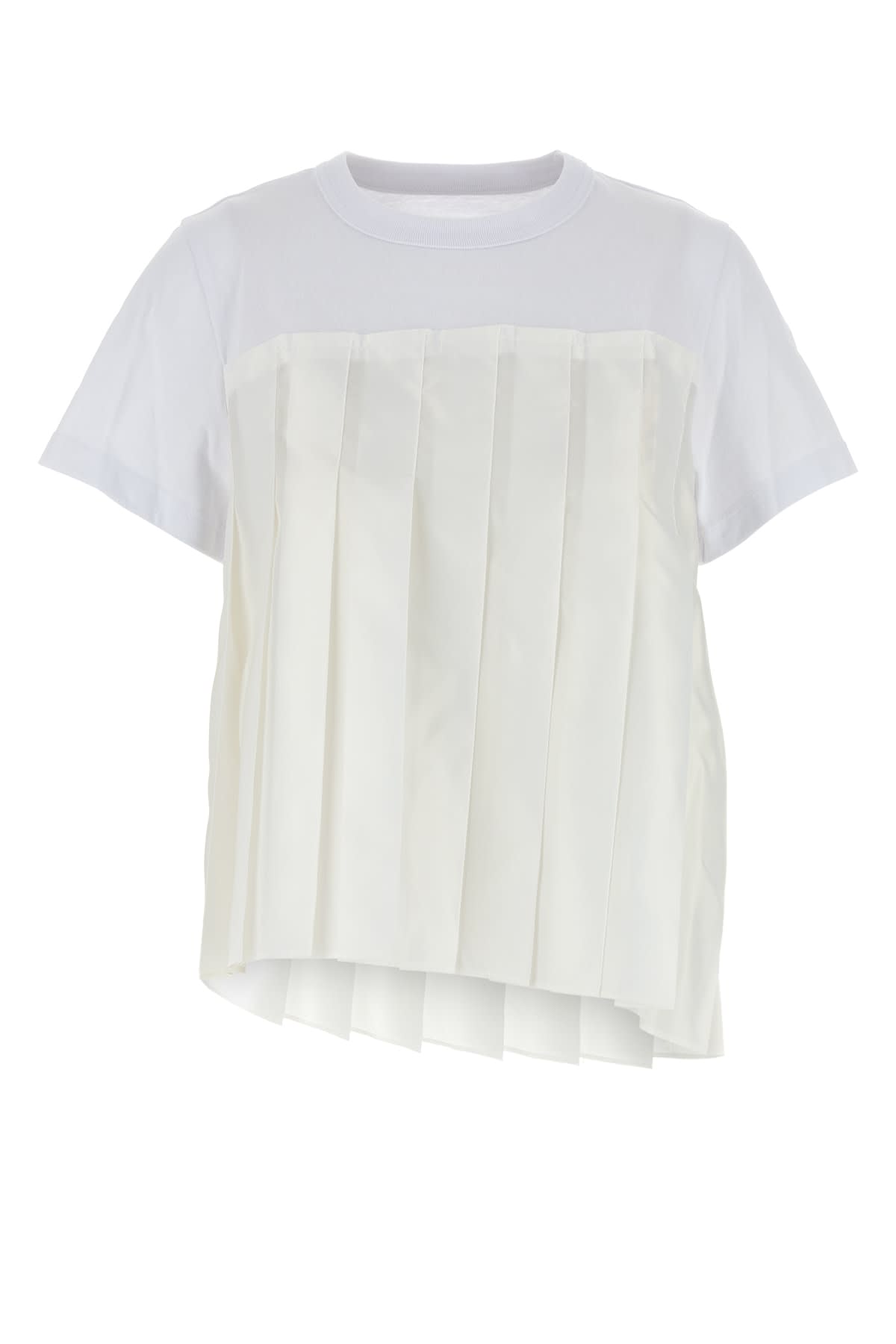 Shop Sacai Nylon Twill X Cotton Jersey T-shirt In Offwhite