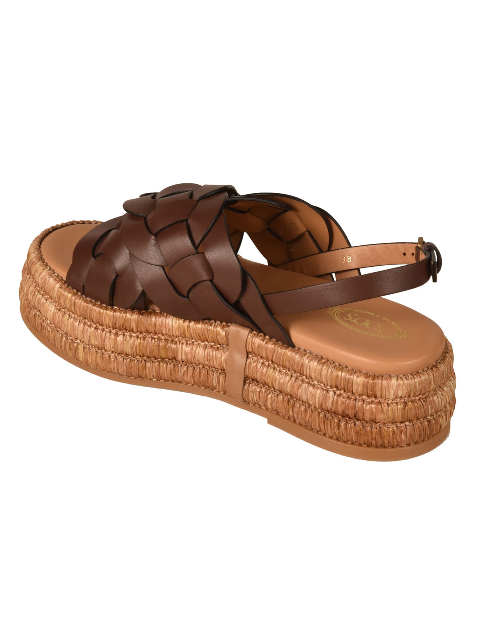 Shop Tod's Raffia 72k Platform Sandals In S202