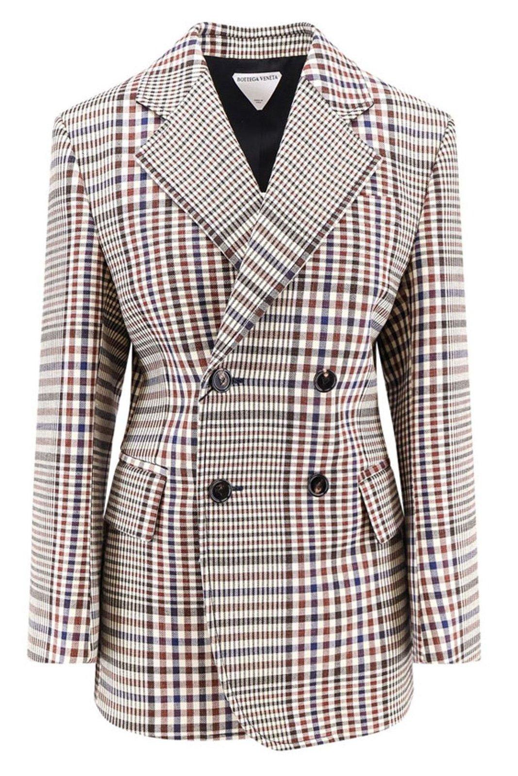 Shop Bottega Veneta Double-breasted Checked Jacket In Multicolor