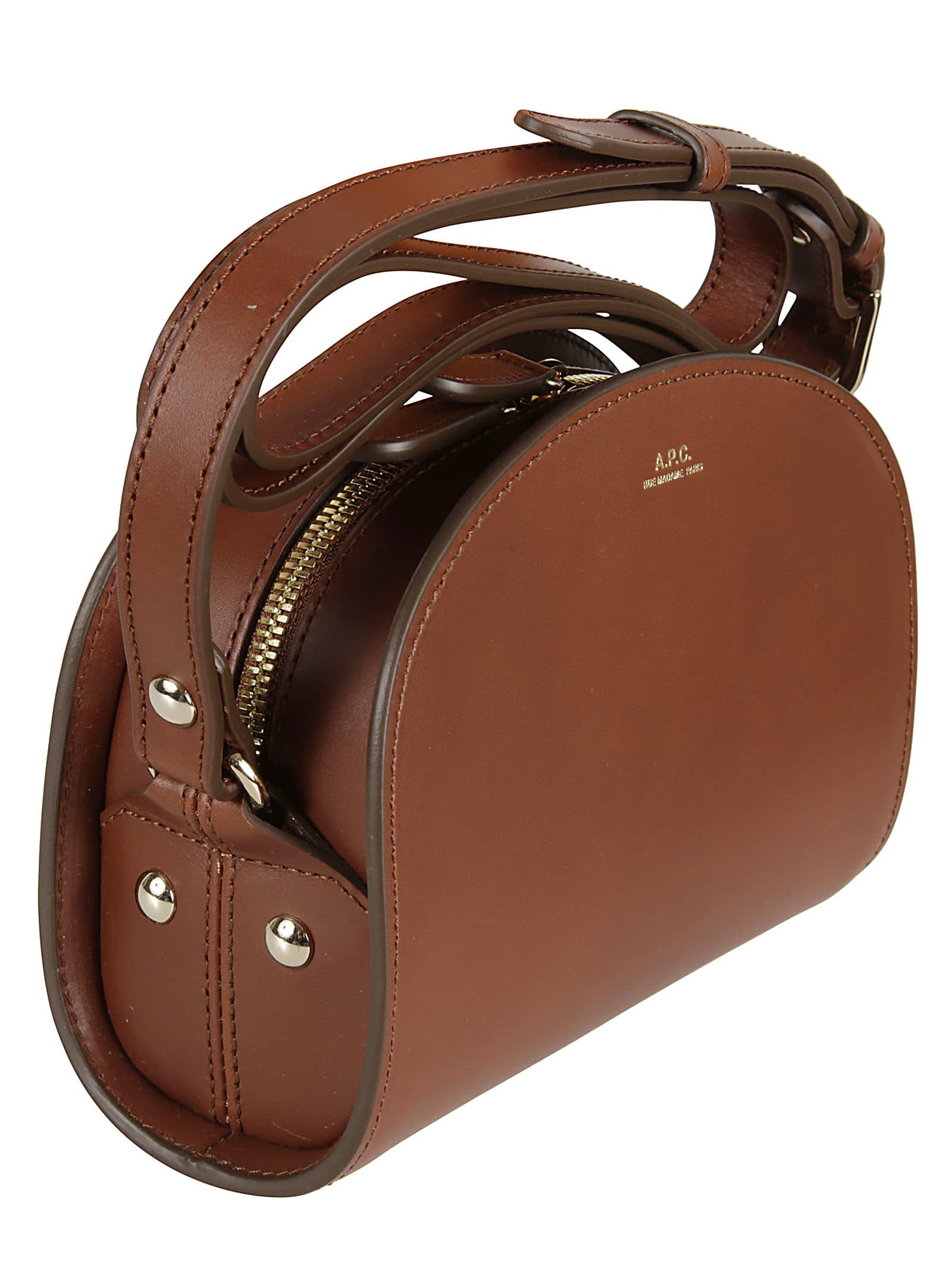 A.p.c. Small Demi Lune Shoulder Bag In Beige,brown