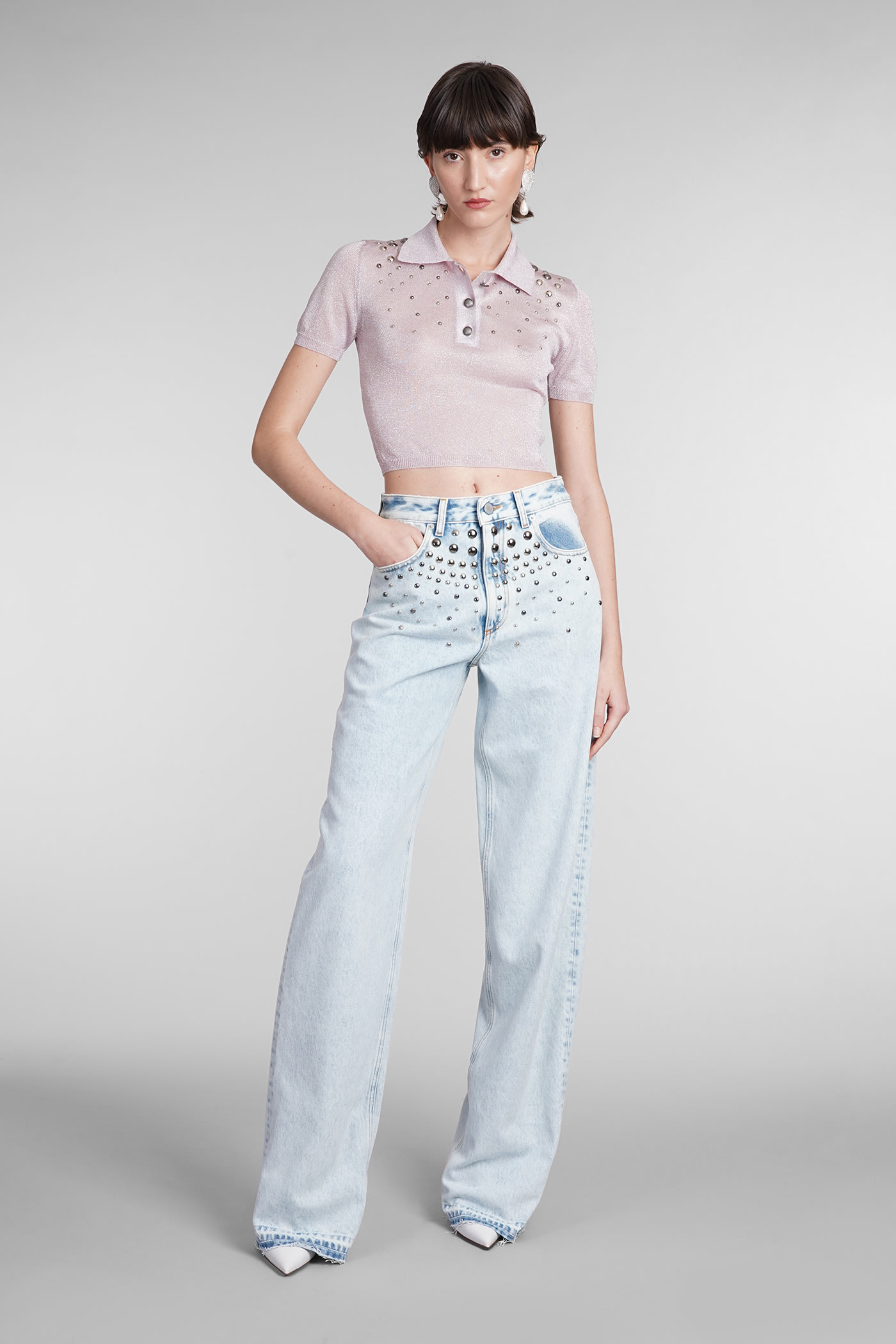 Shop Alessandra Rich Jeans In Blue Cotton