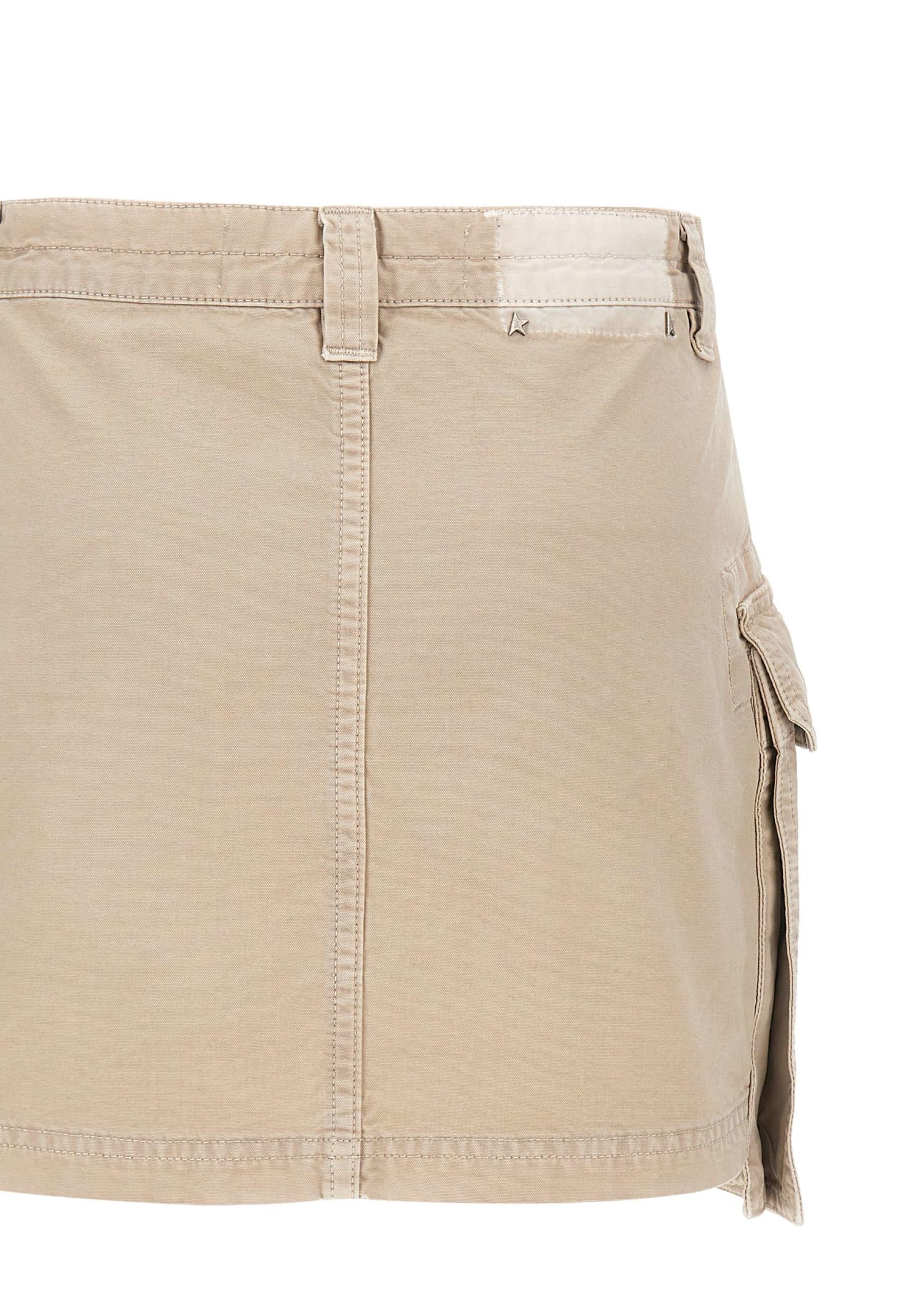 Shop Golden Goose Worker Cotton Mini Skirt In Beige