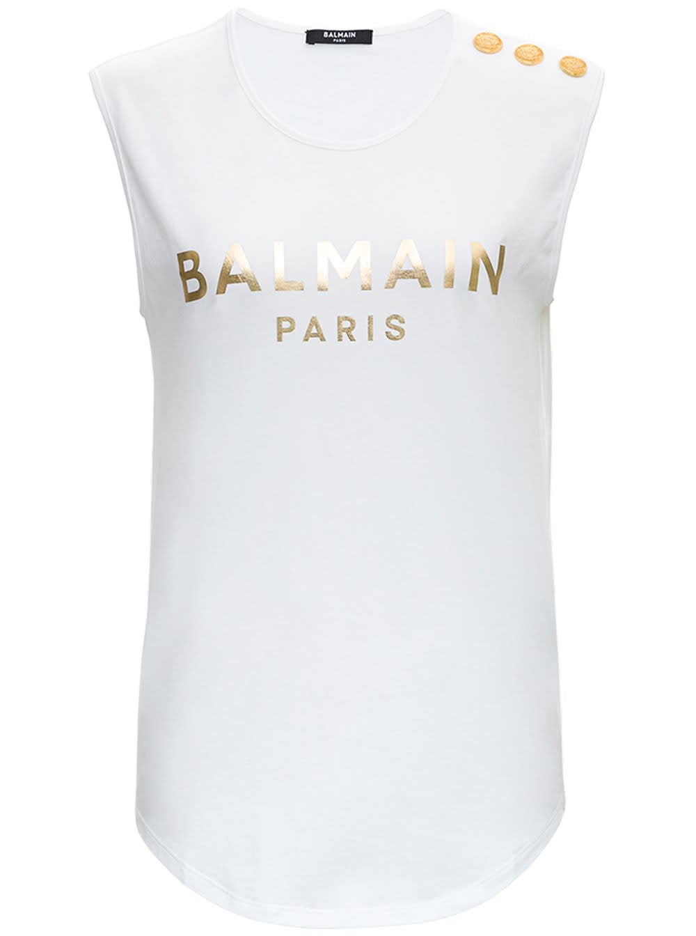 Balmain Jersey T-shirt With Laminated Logo Print