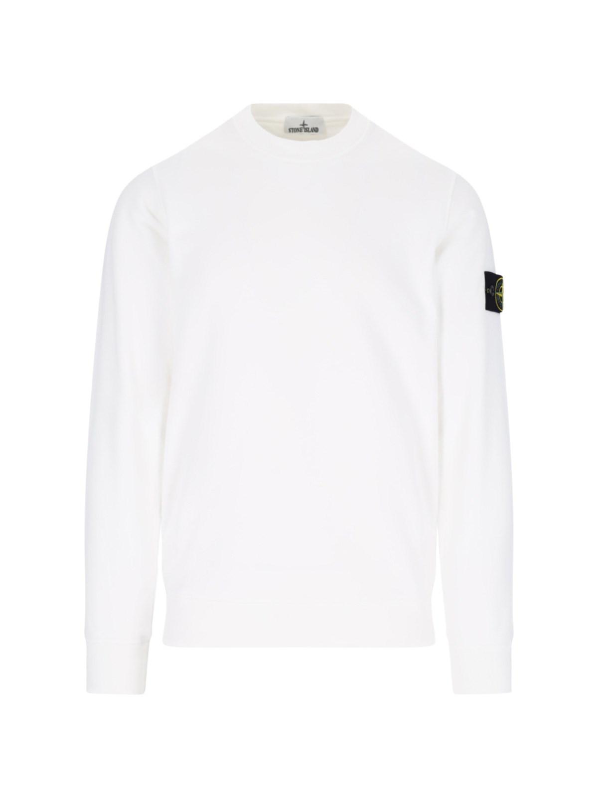 Shop Stone Island 63051 Crew Neck Sweatshirt In Bianco