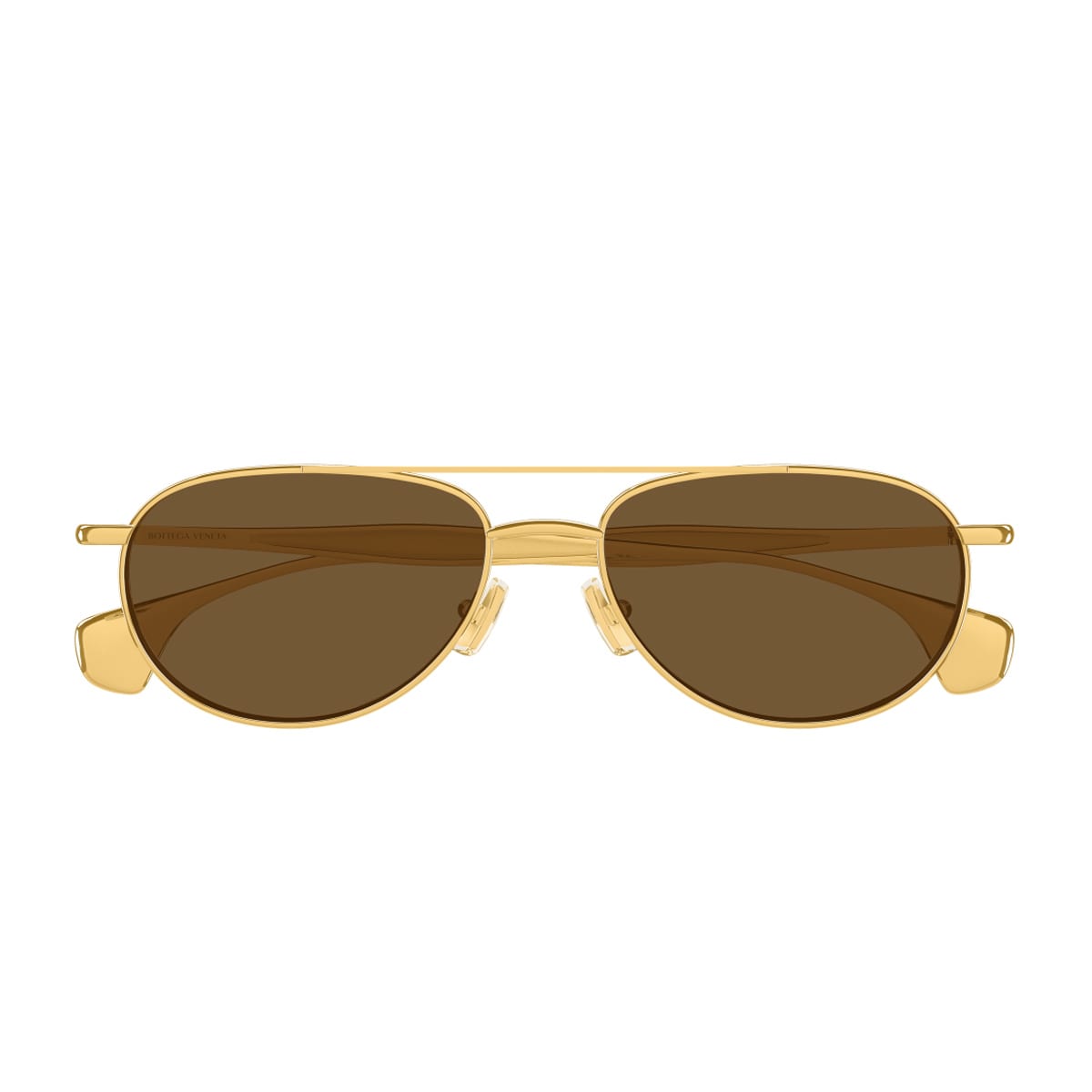 Bottega Veneta Bv1419s Linea Signature Icons 001 Gold Gold Brown Sunglasses In Gold