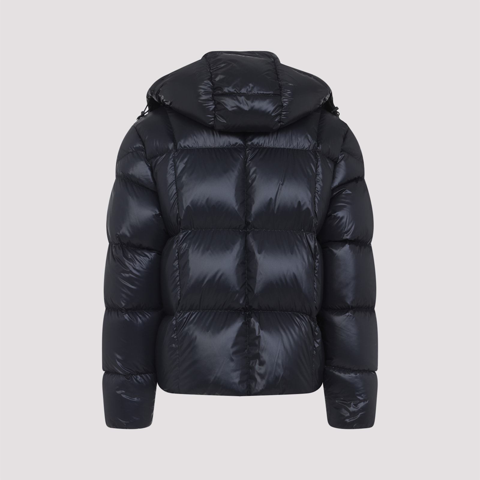 Moncler Padded Hooded Coat With Flap Pocket In Black