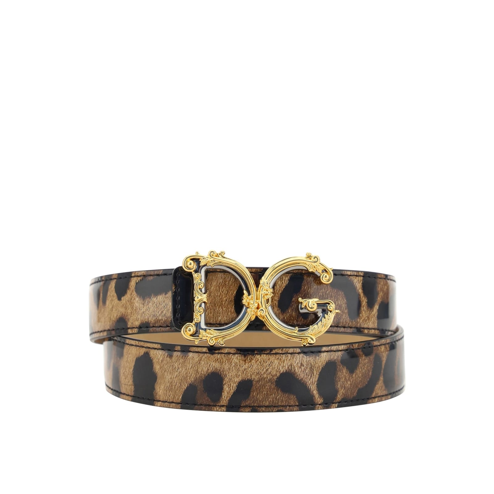 Dolce & Gabbana Leather Logo Belt Women In Animal Print