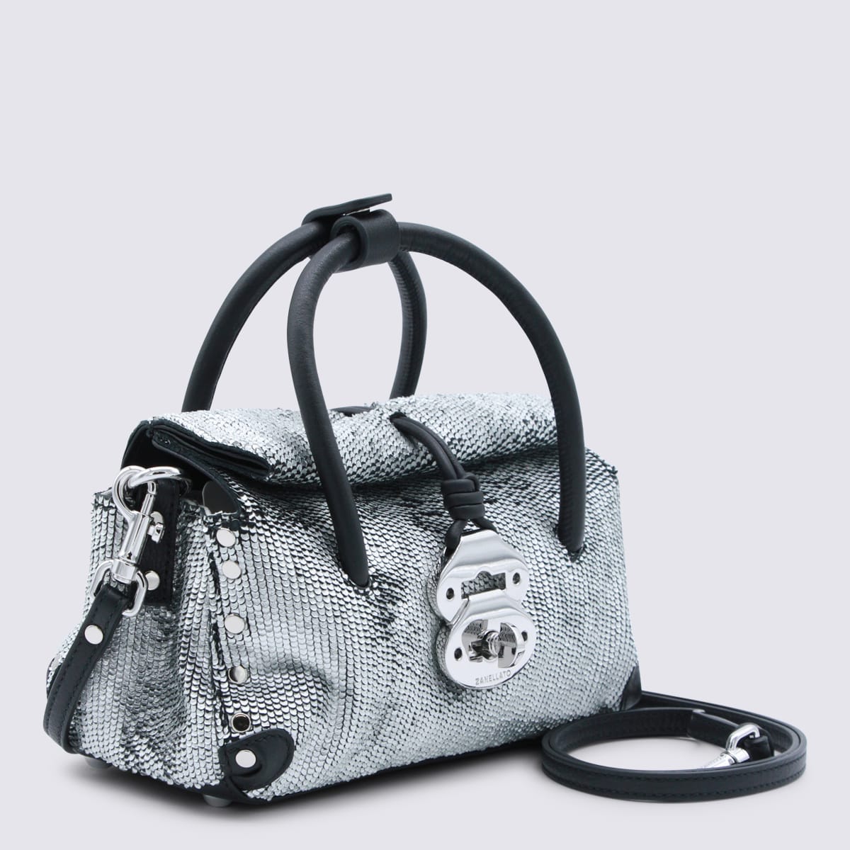 Zanellato Silver Leather Dotta Baby Top Handle Bag