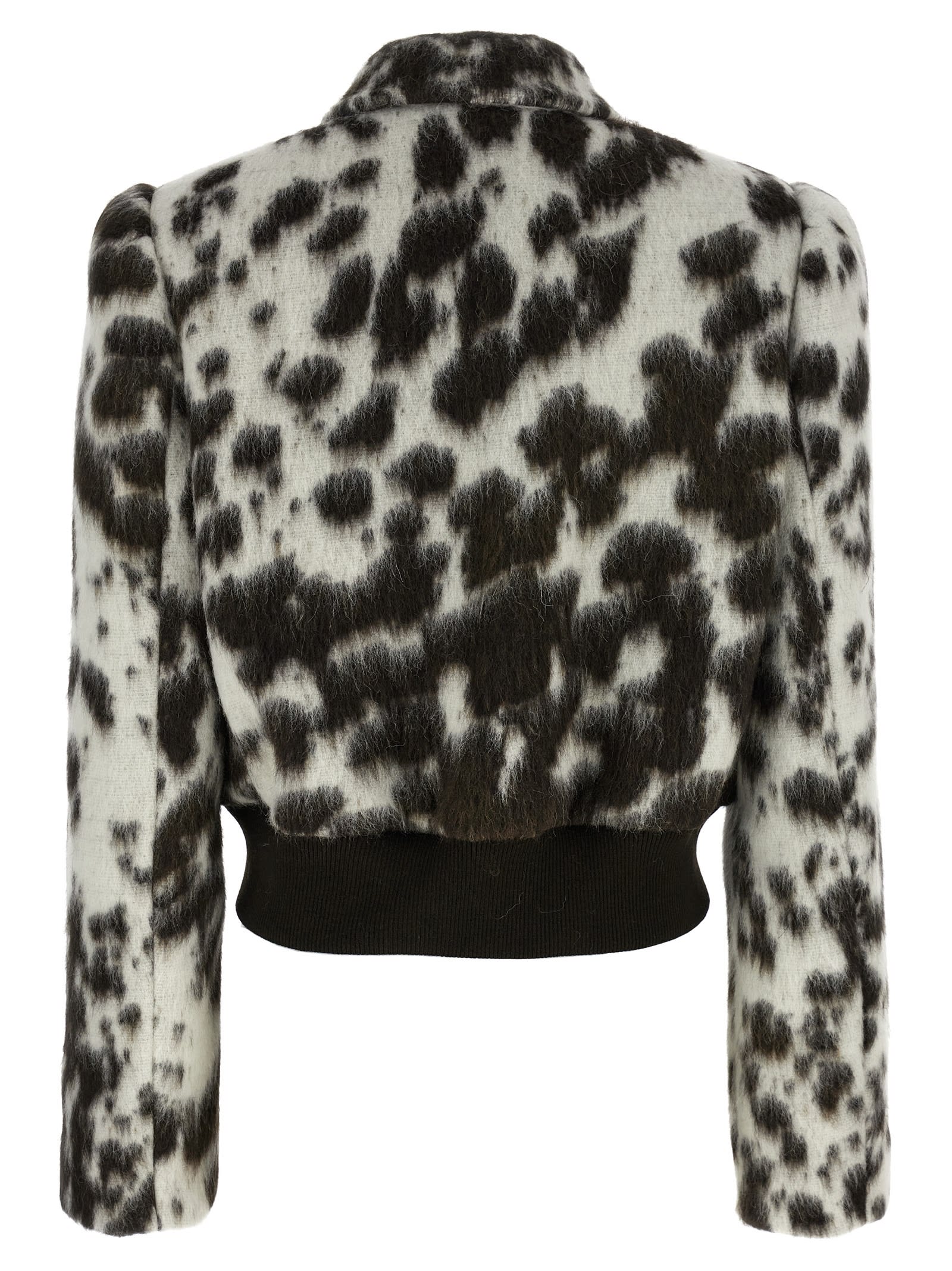 Dries Van Noten Double Breasted Bomber With Cow Pattern In Brown