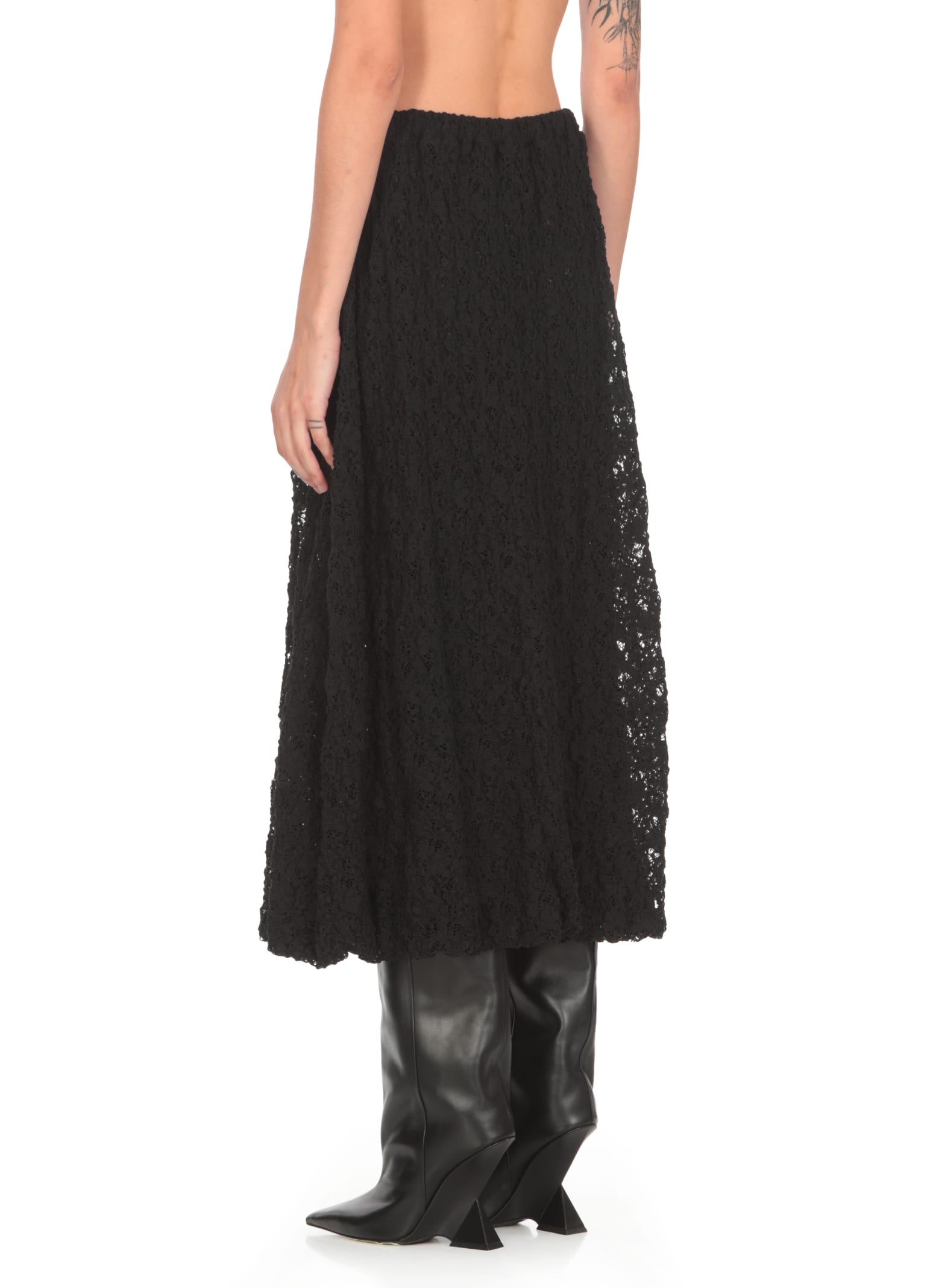 Shop Jil Sander Lace Skirt In Black