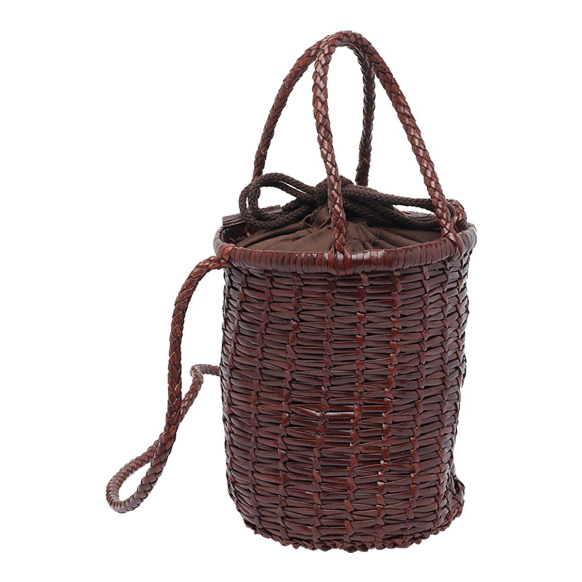 Dragon Diffusion Woven Texture Shoulder Bag With Dual Handles In Brown