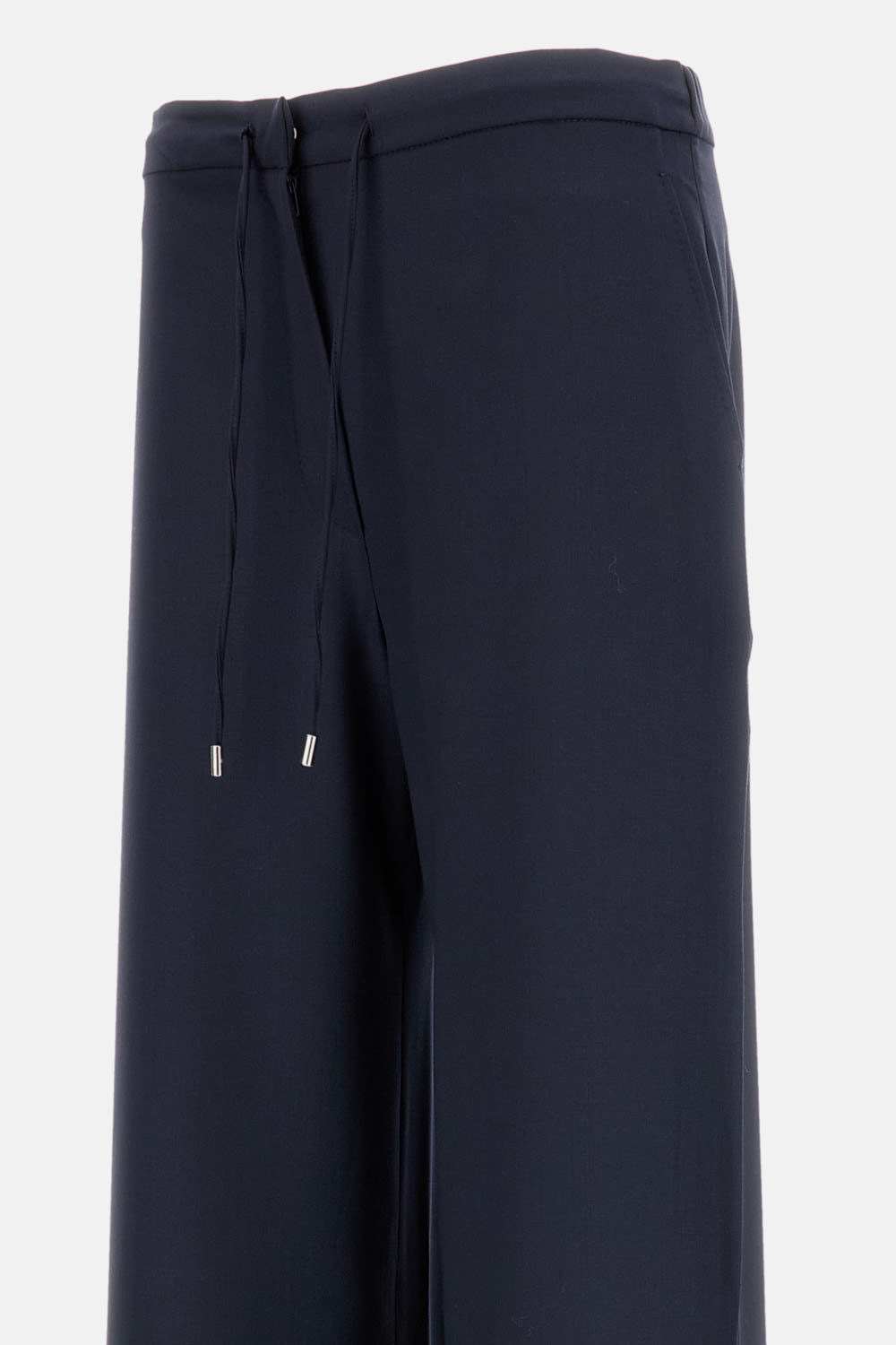 Max Mara Dark Blue Solid Relaxed Fit Pants In Blue