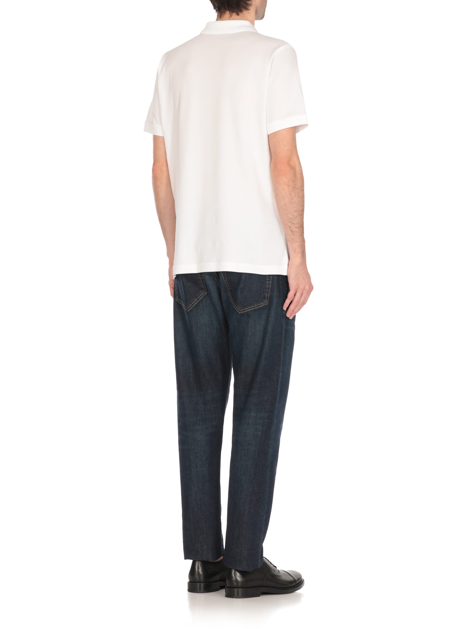 Fay Logoed Polo In White