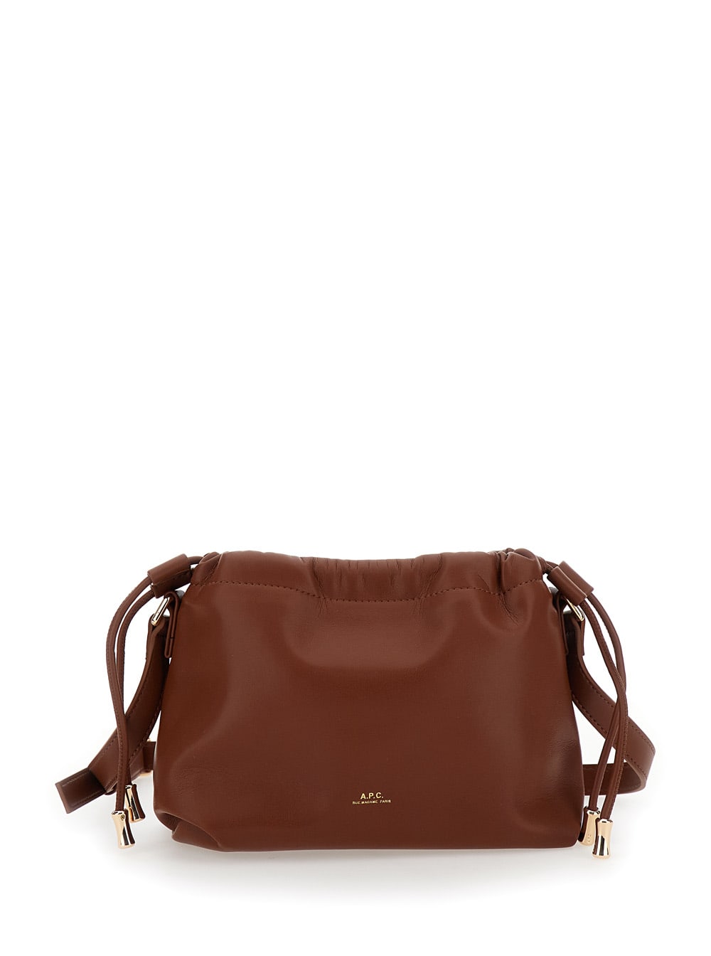 Apc Ninon Mini Brown Crossbody Bag With Embossed Logo On The Front And Adjustable Shoulder Strap In Ecol