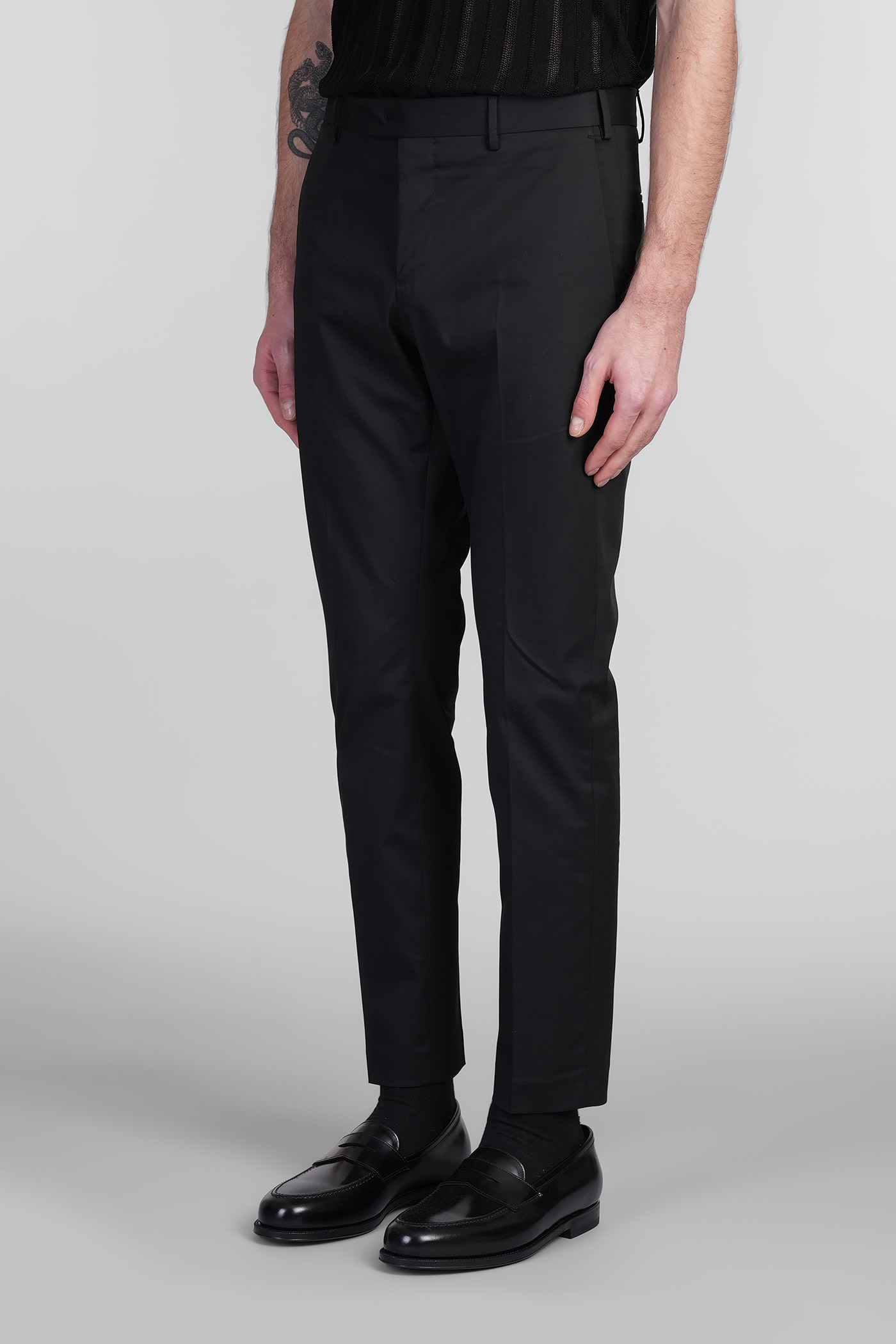 Pt Torino Sd75 Pants In Blue Cotton In Black