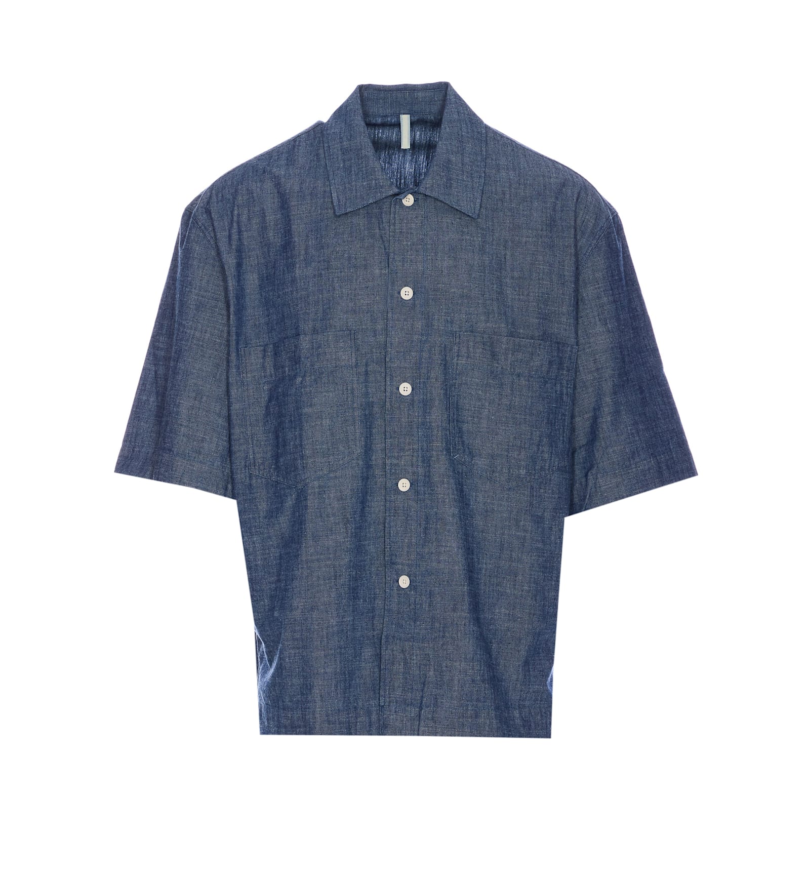 Sunflower Classic Cotton Shirt With Front Button Fastening In Blue