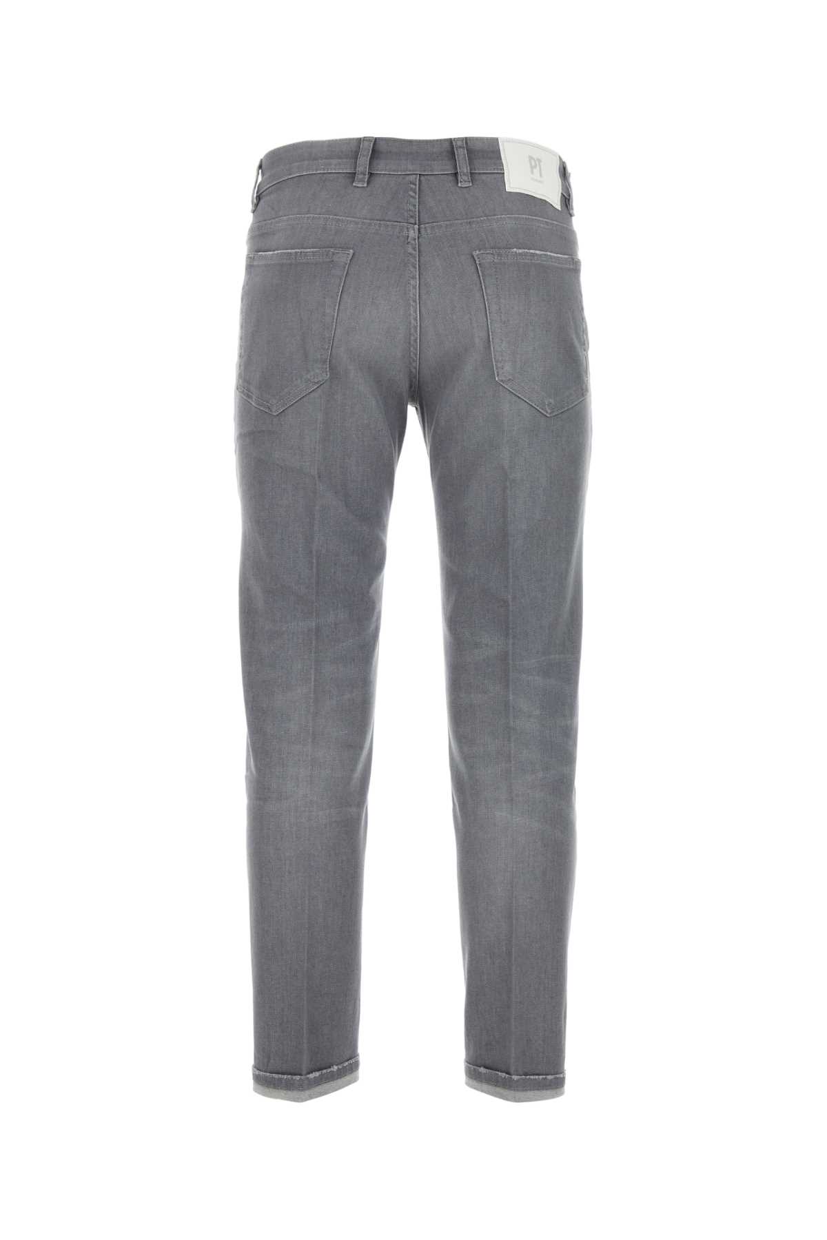 Pt01 Grey Stretch Denim Indie Jeans In Grigio
