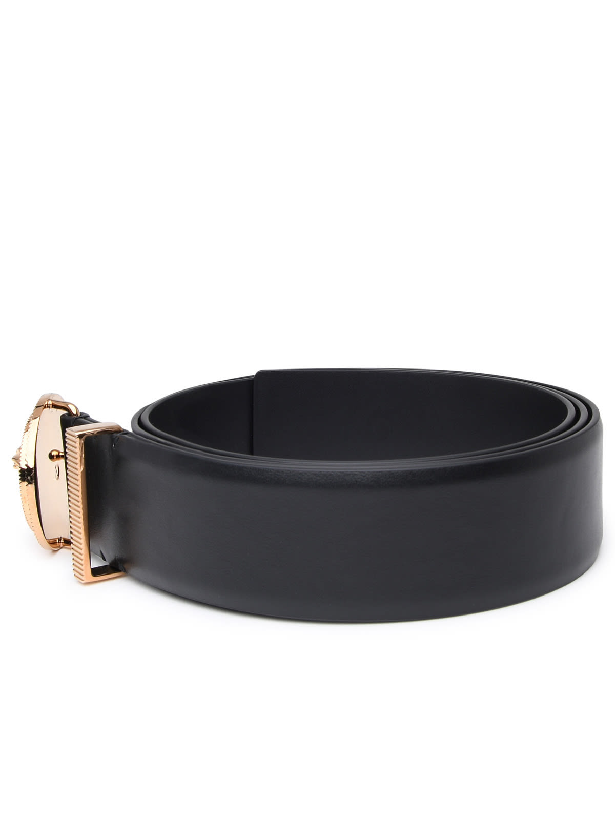 Shop Versace Medusa Black Leather Belt In Nero E Oro