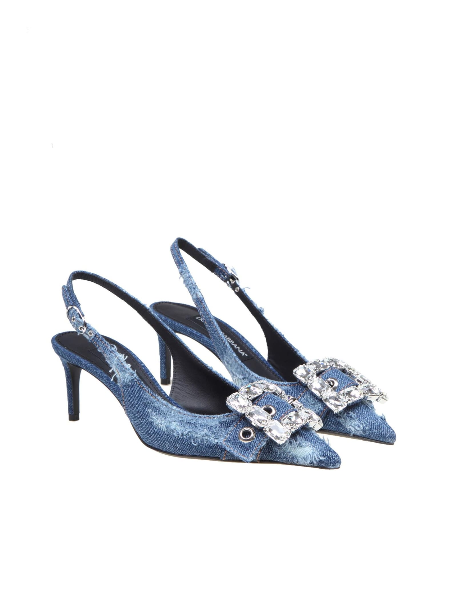 Dolce & Gabbana Patchwork Denim Slingbacks In Blue | ModeSens