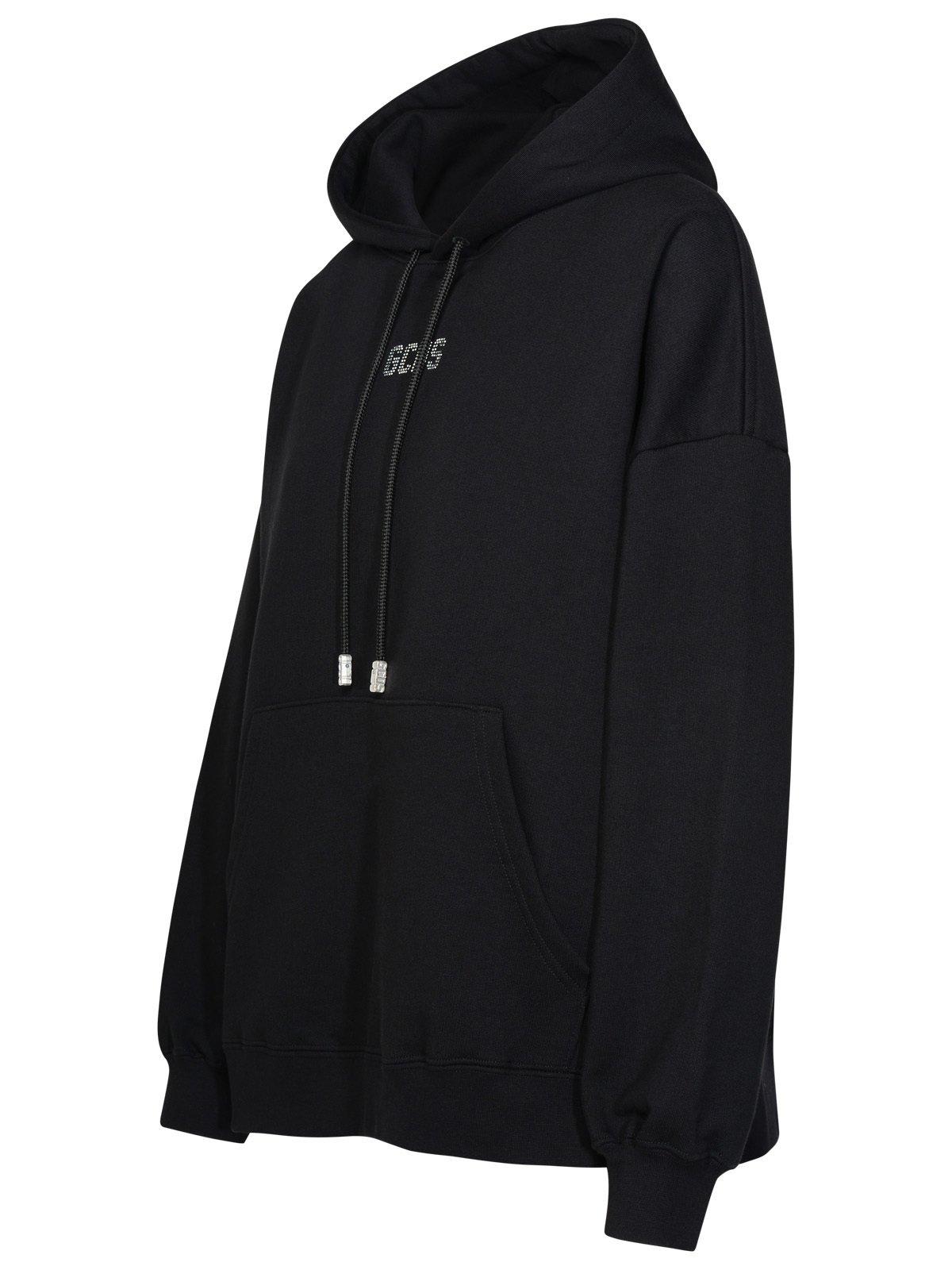 Shop Gcds Logo Embellished Drawstring Hoodie In Black
