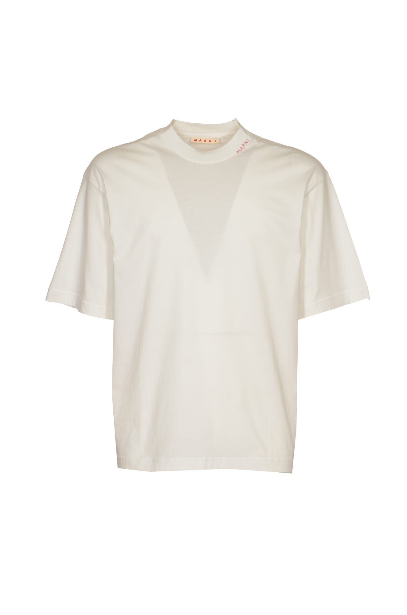 Marni Round Neck Cropped T-shirt In Lily White