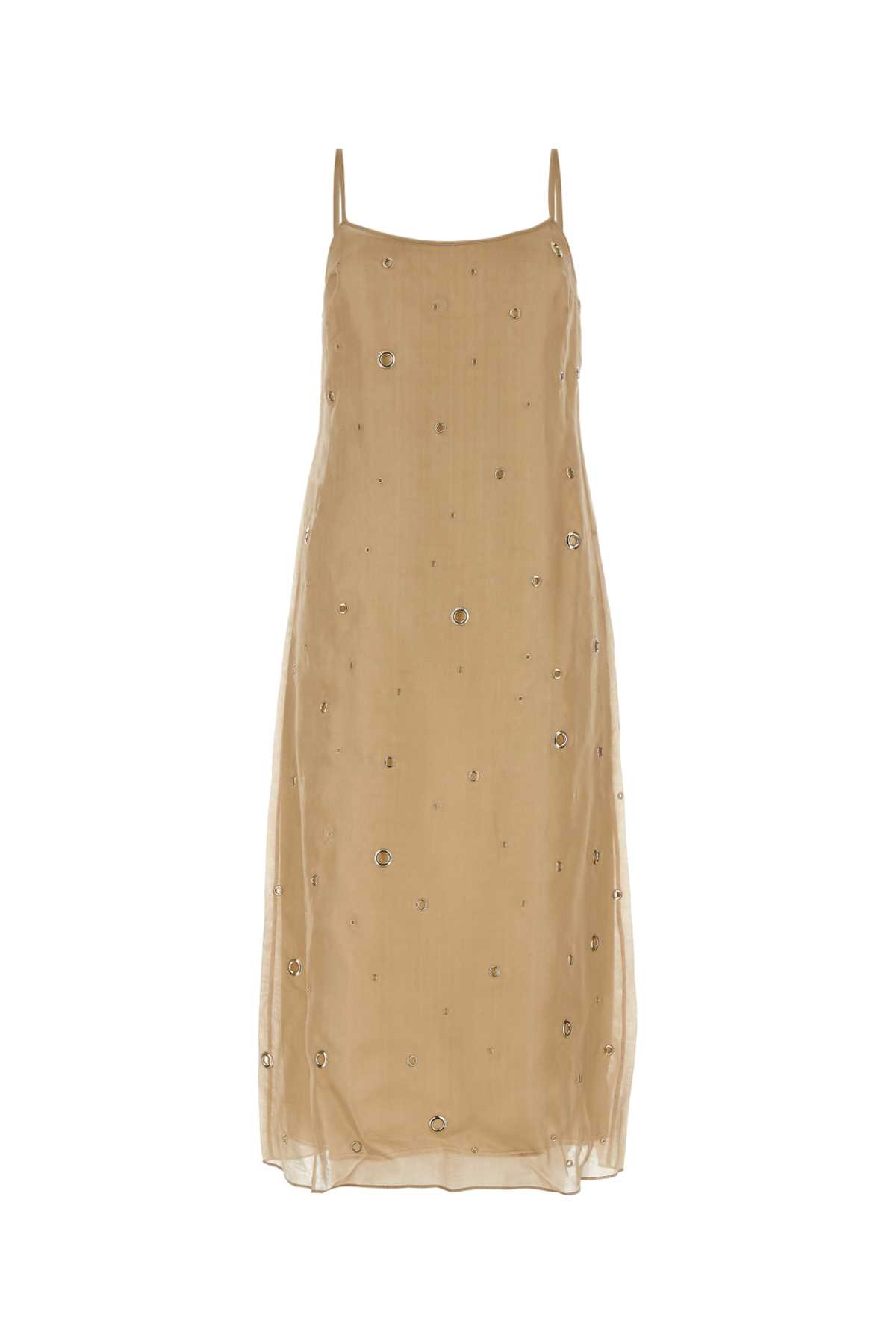 Shop Prada Beige Organza Dress In Corda