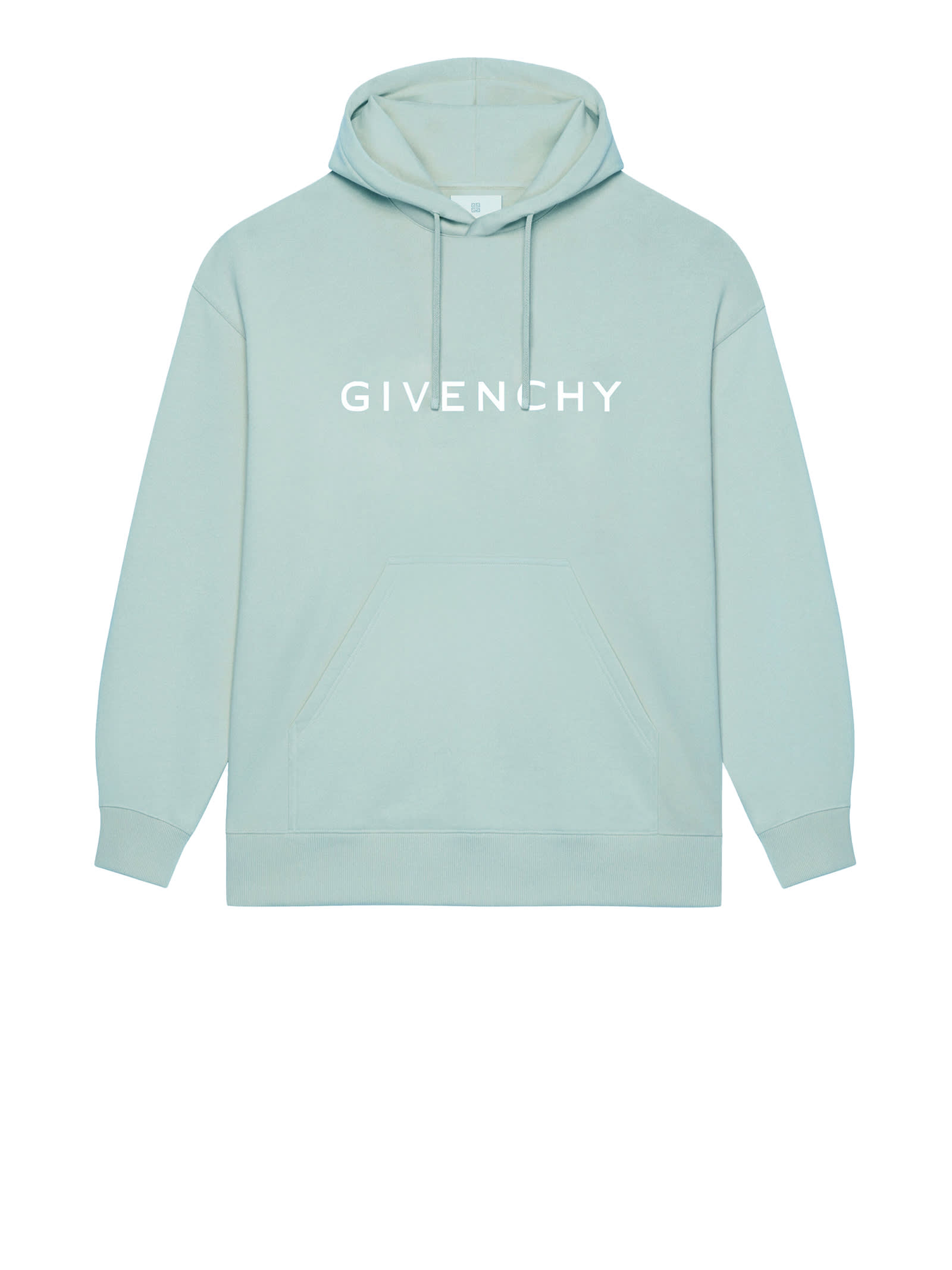 Givenchy Sweatshirt With Hood And Logo In Mineral Blue