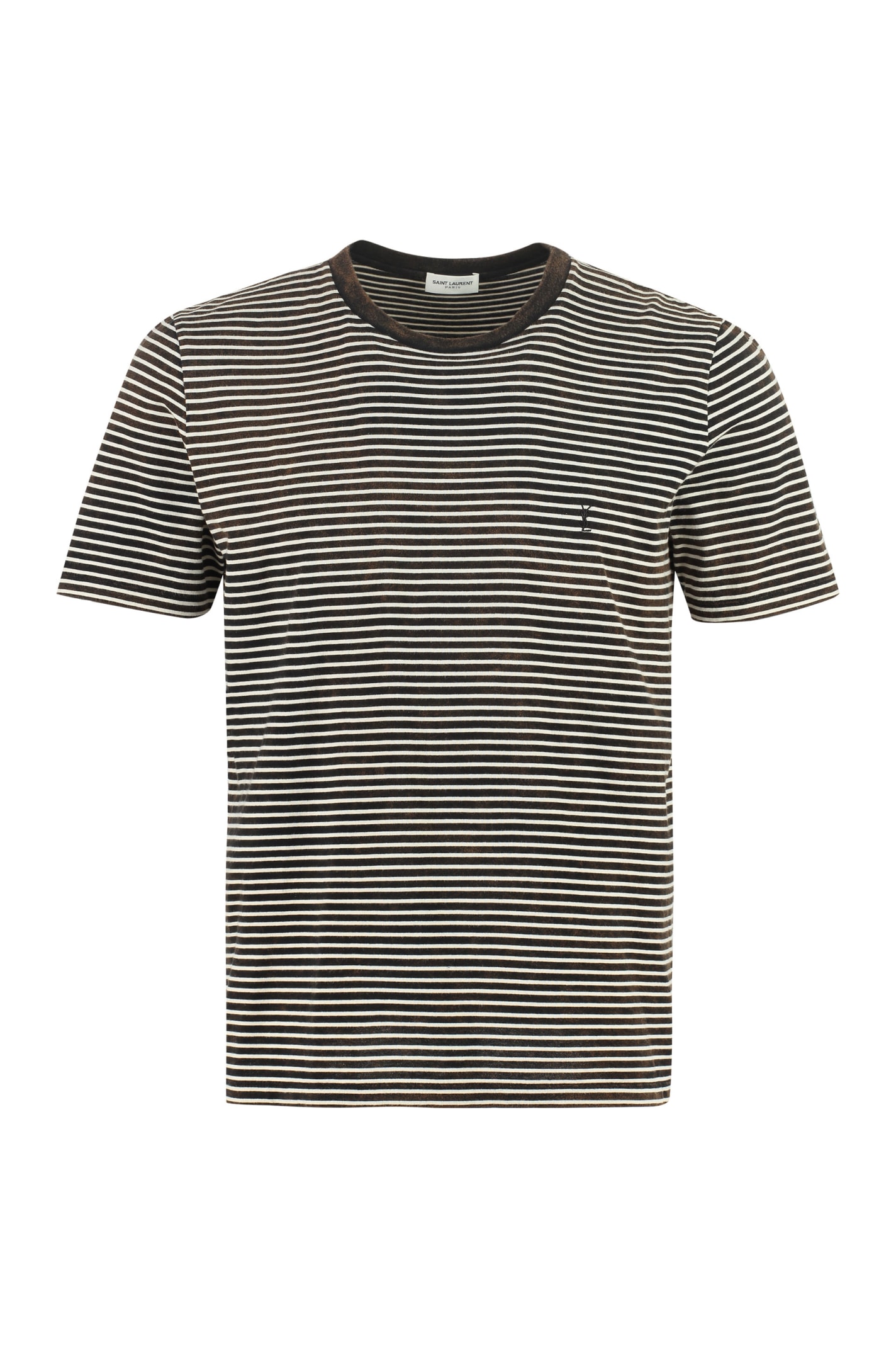 Striped Cotton T-shirt In Black