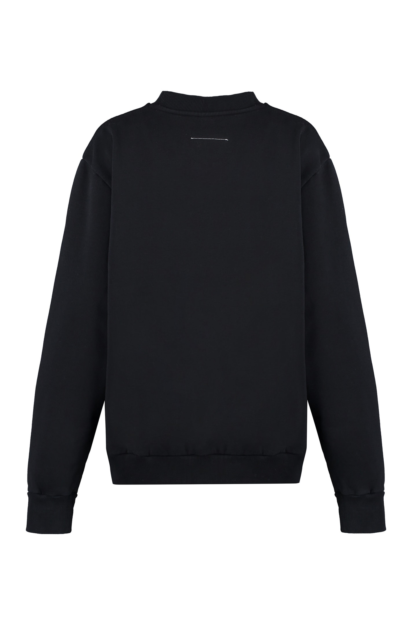 Shop Mm6 Maison Margiela Cotton Crew-neck Sweatshirt In Black