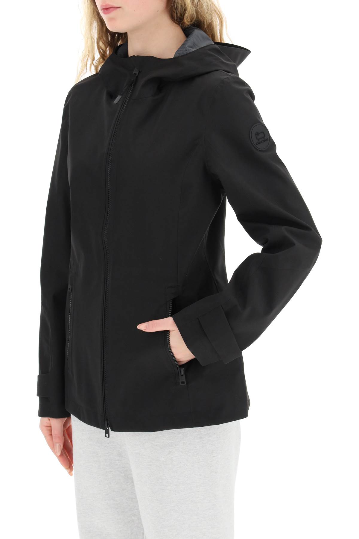Shop Woolrich Light Hooded Jacket In Black