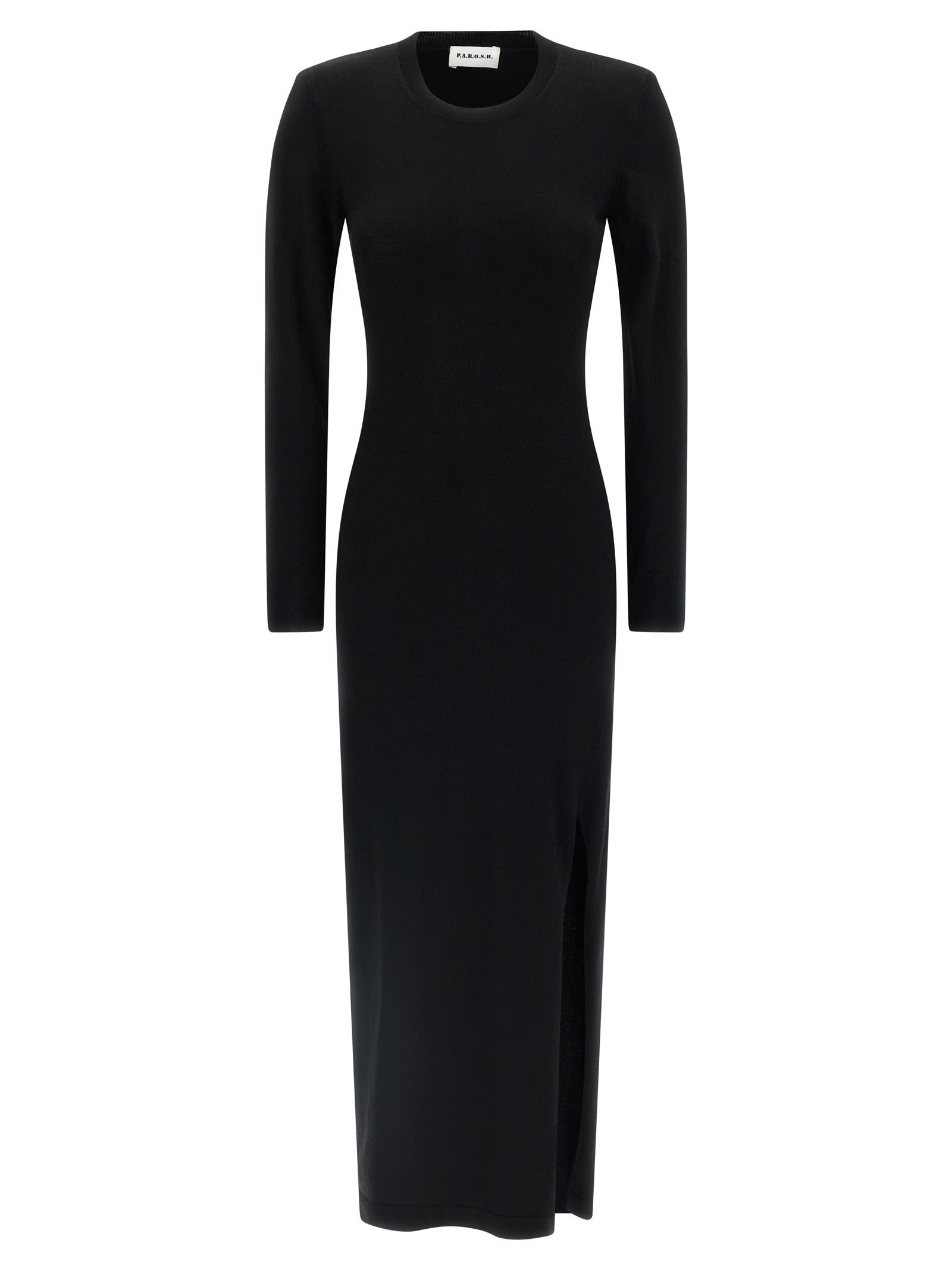 P.a.r.o.s.h Maxi Dress With Padded Shoulders In Black