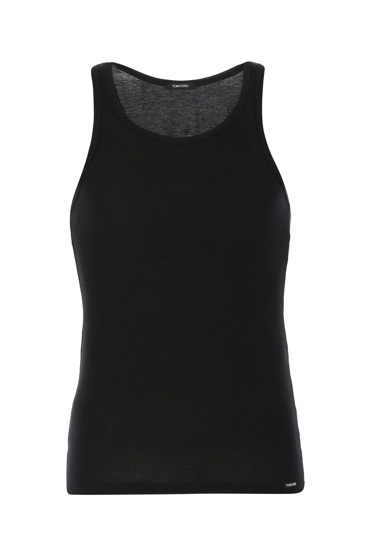 Shop Tom Ford Black Cotton And Modal Tank Top