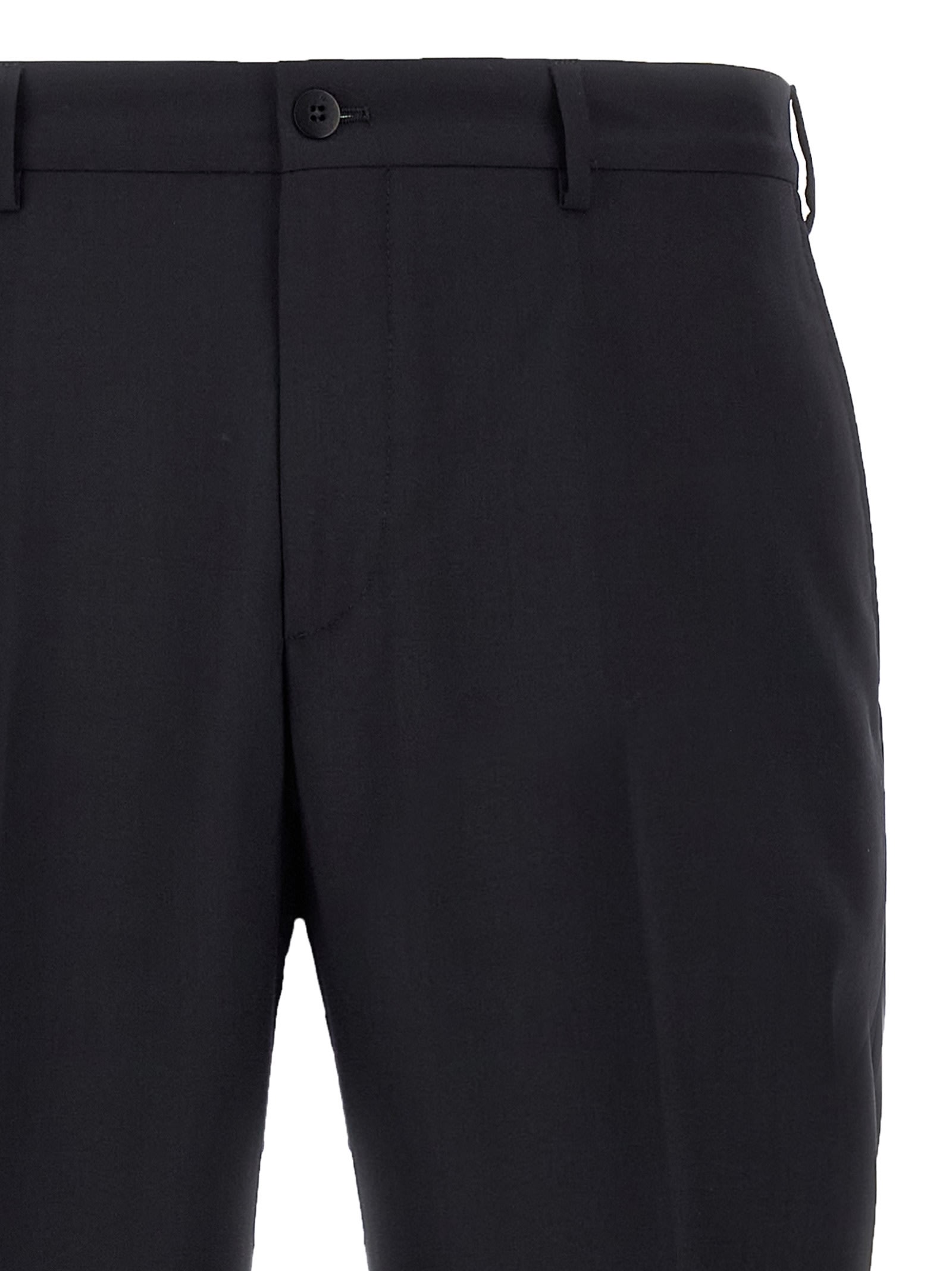 Pal Zileri Wool Trousers With Back Pockets And Belt Loops In Black