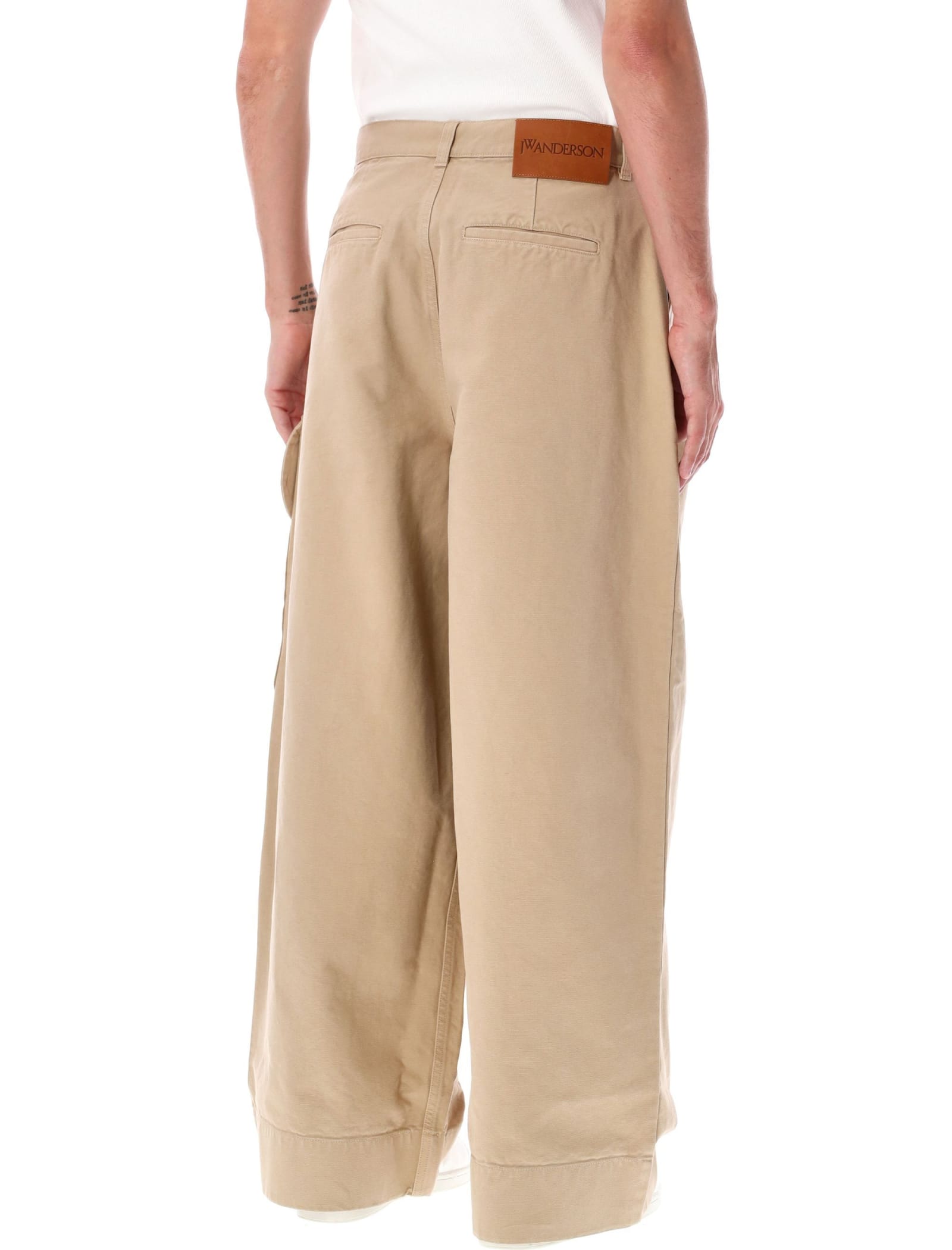 Shop Jw Anderson Relaxed Cargo Trousers In Cream