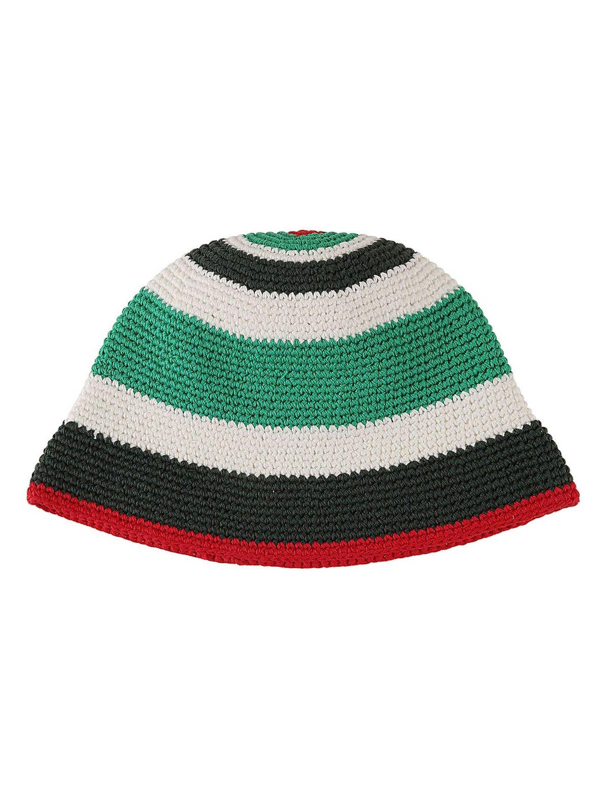 Shop Casablanca Logo Patch Crochet Hat In Green/ White