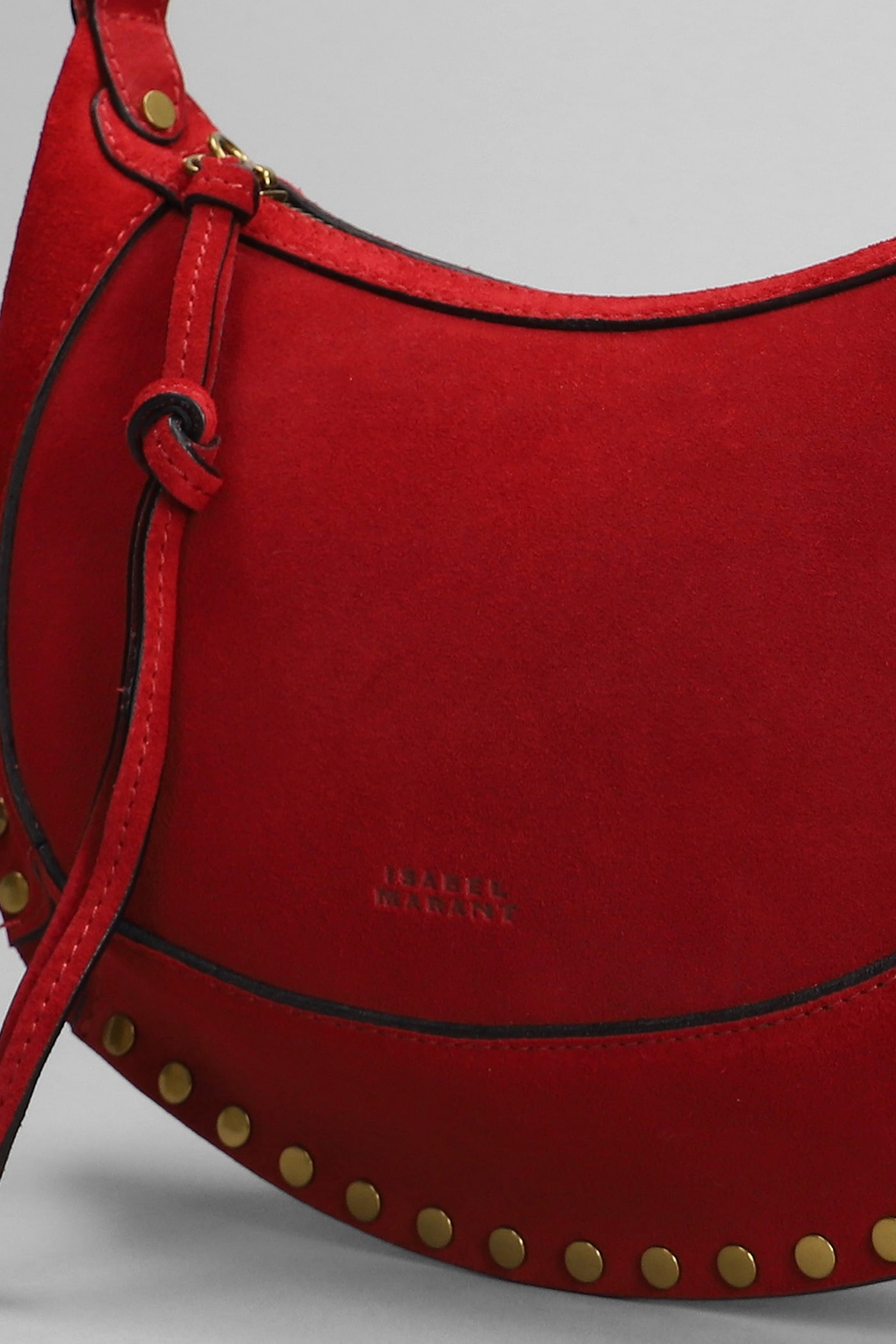 Shop Isabel Marant Oskan Moon Shoulder Bag In Red Suede