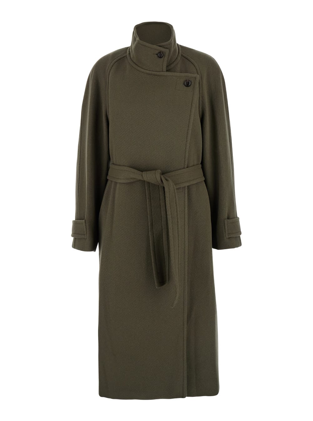 Shop Low Classic Soft Wool Twill Wrap Coat In Brown