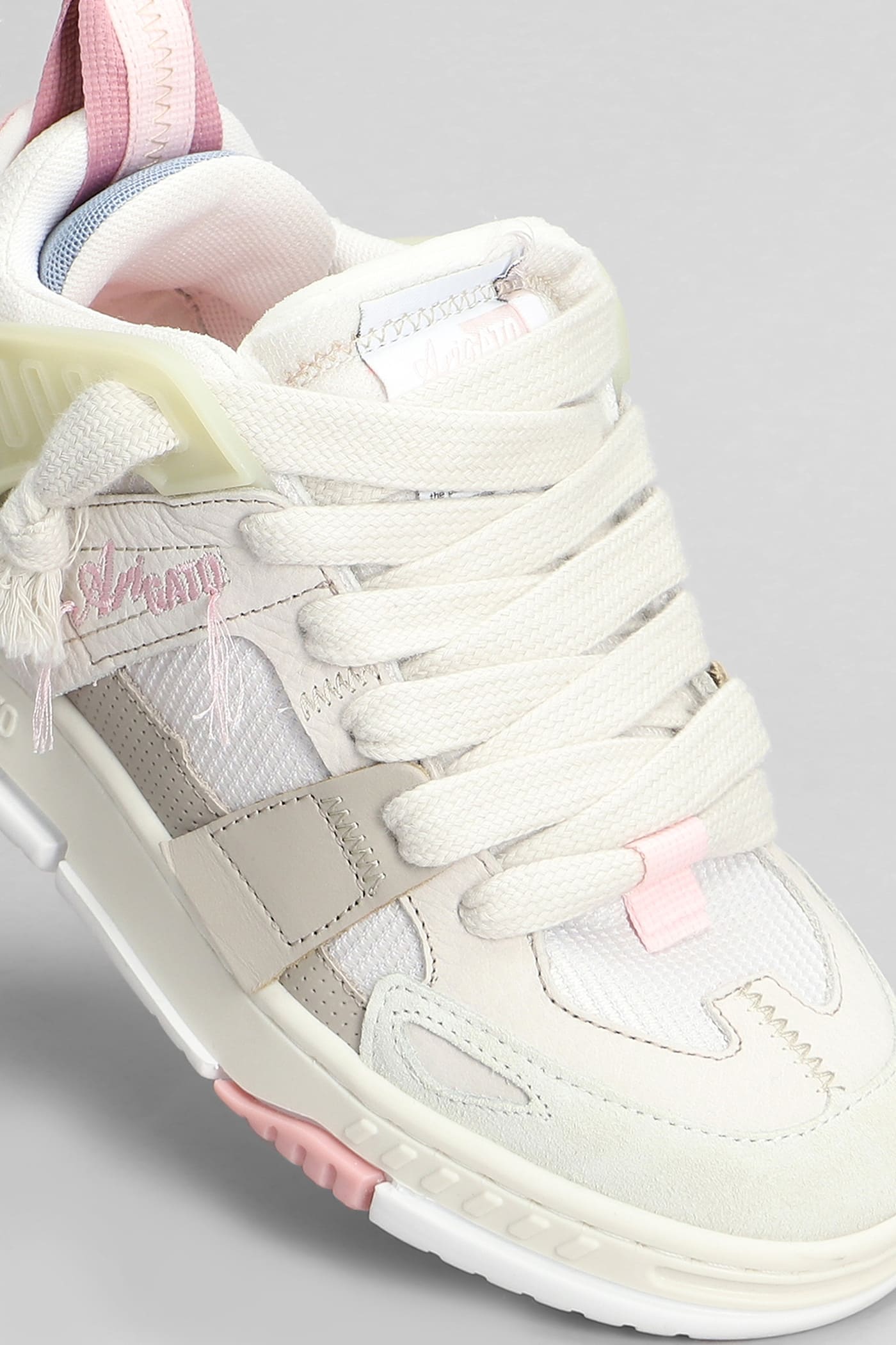 Shop Axel Arigato Area Patchwork Sneakers In Beige Suede And Fabric