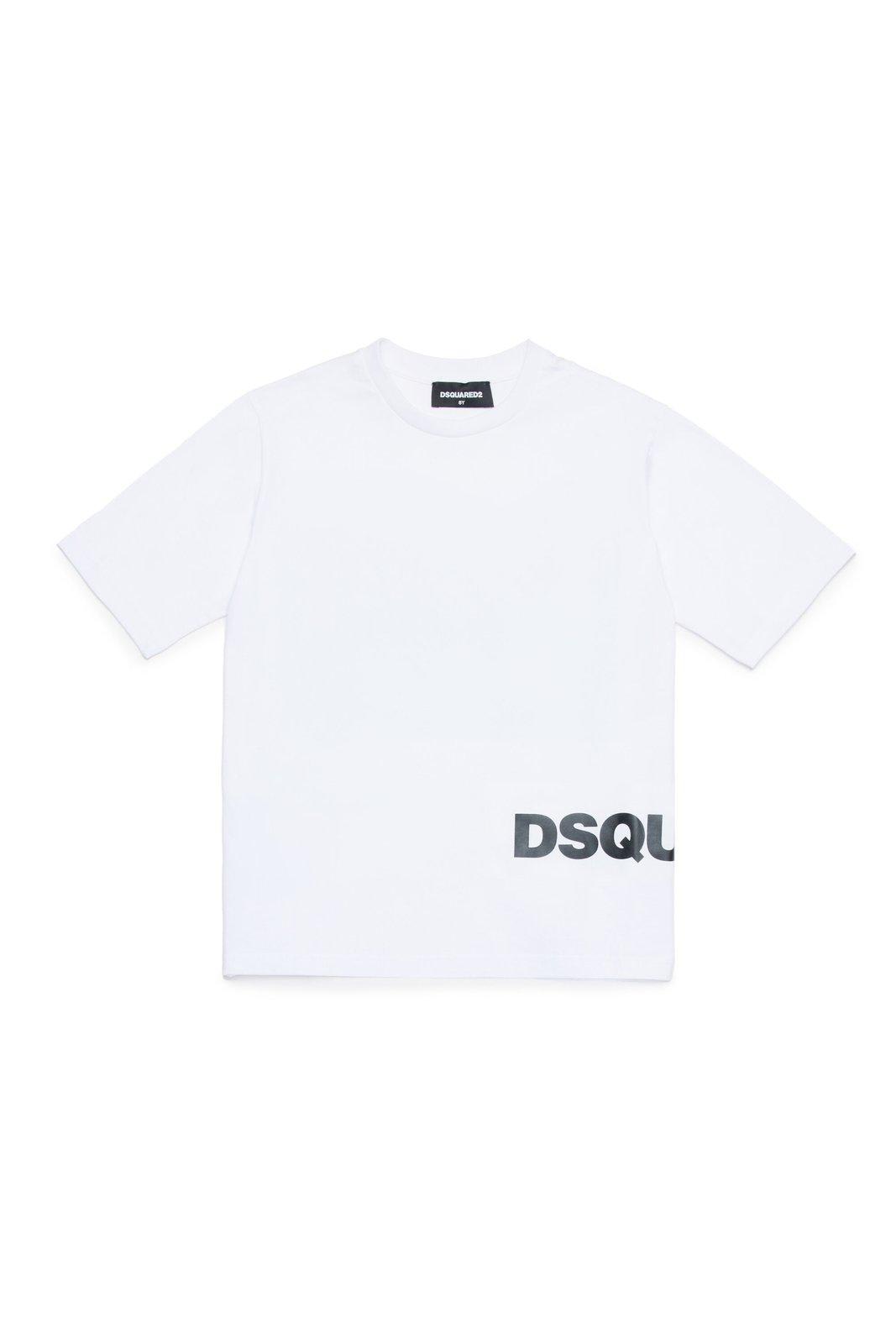 Dsquared2 Kids' Logo-printed Crewneck T-shirt In Bianco