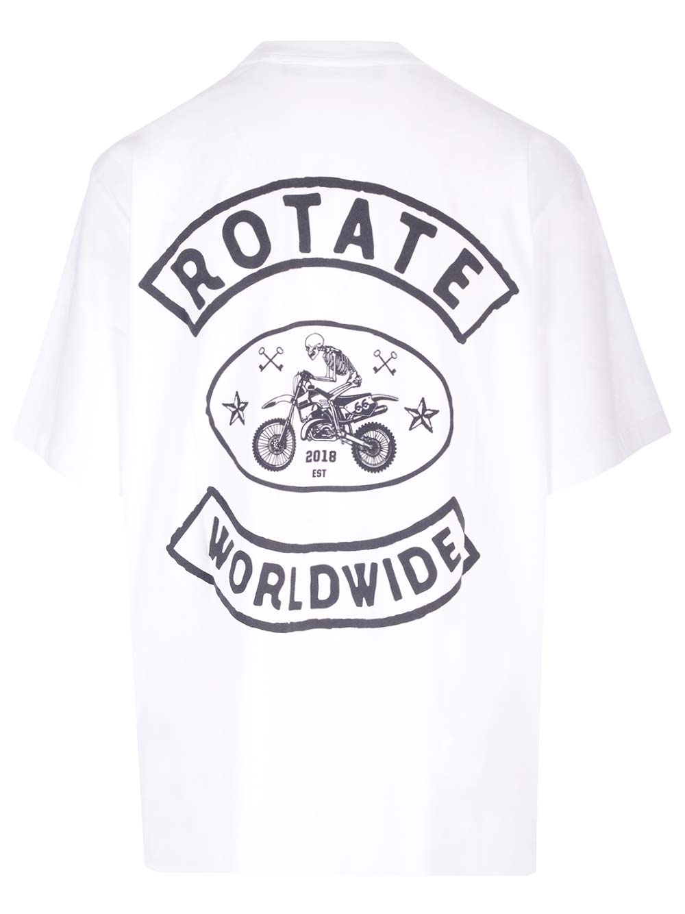 Shop Rotate Birger Christensen Enzym Crew-neck T-shirt In Bianco