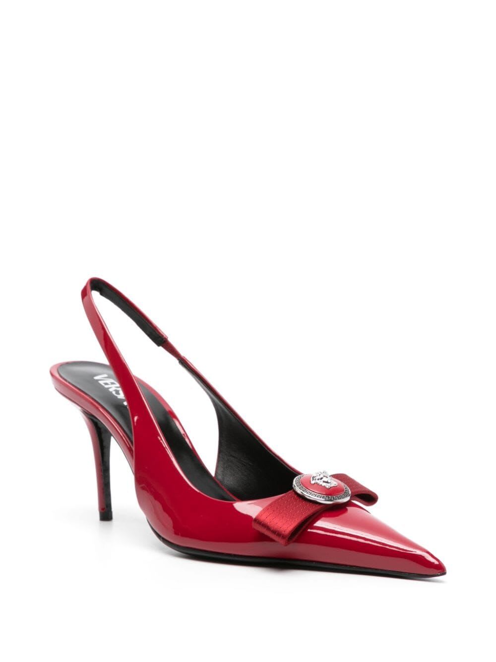 Shop Versace Sling Back T.85 Calf Leather In P Lipstick Red Palladium