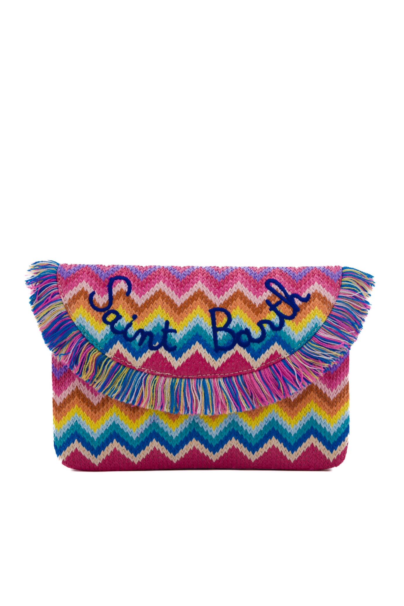 Shop Mc2 Saint Barth Straw Handbag Multicolor Clutch Bag