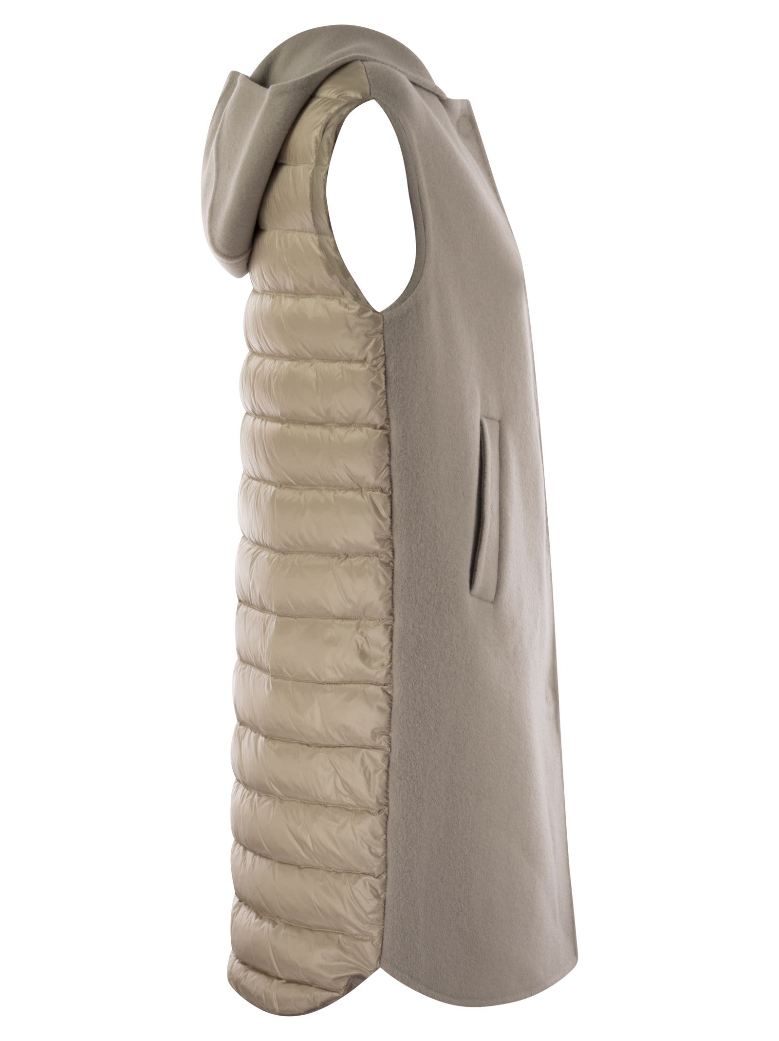 Shop Herno Wool Hooded Sleeve In Beige