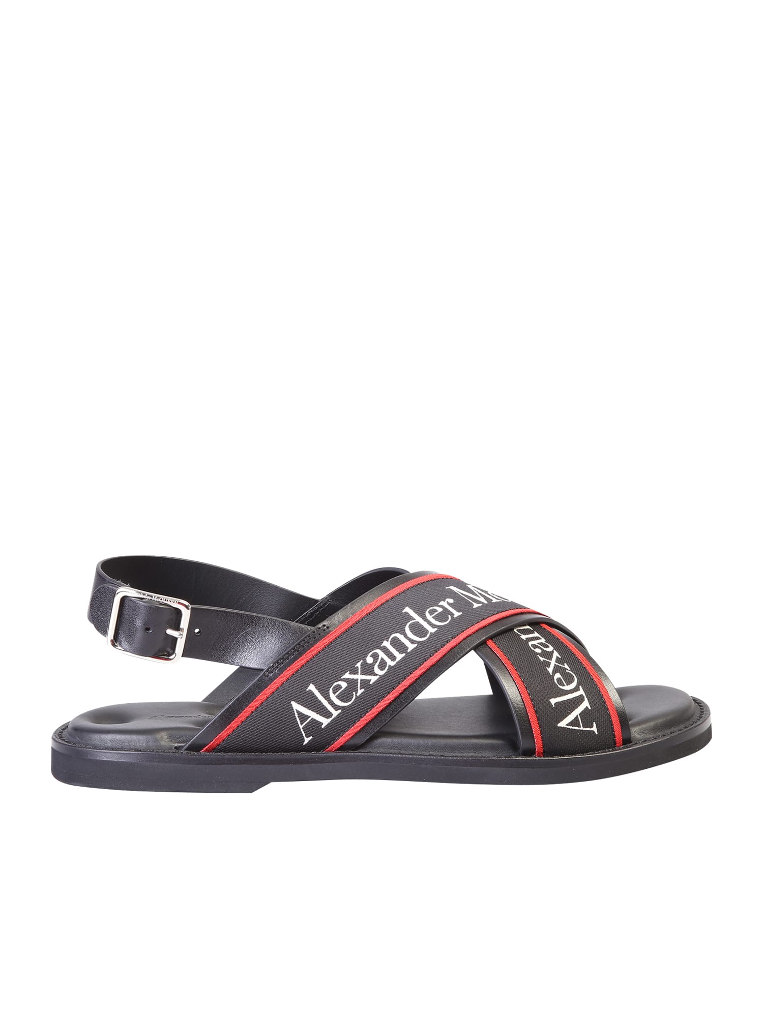 ALEXANDER MCQUEEN LOGO BANDS LEATHER SANDALS,11203123