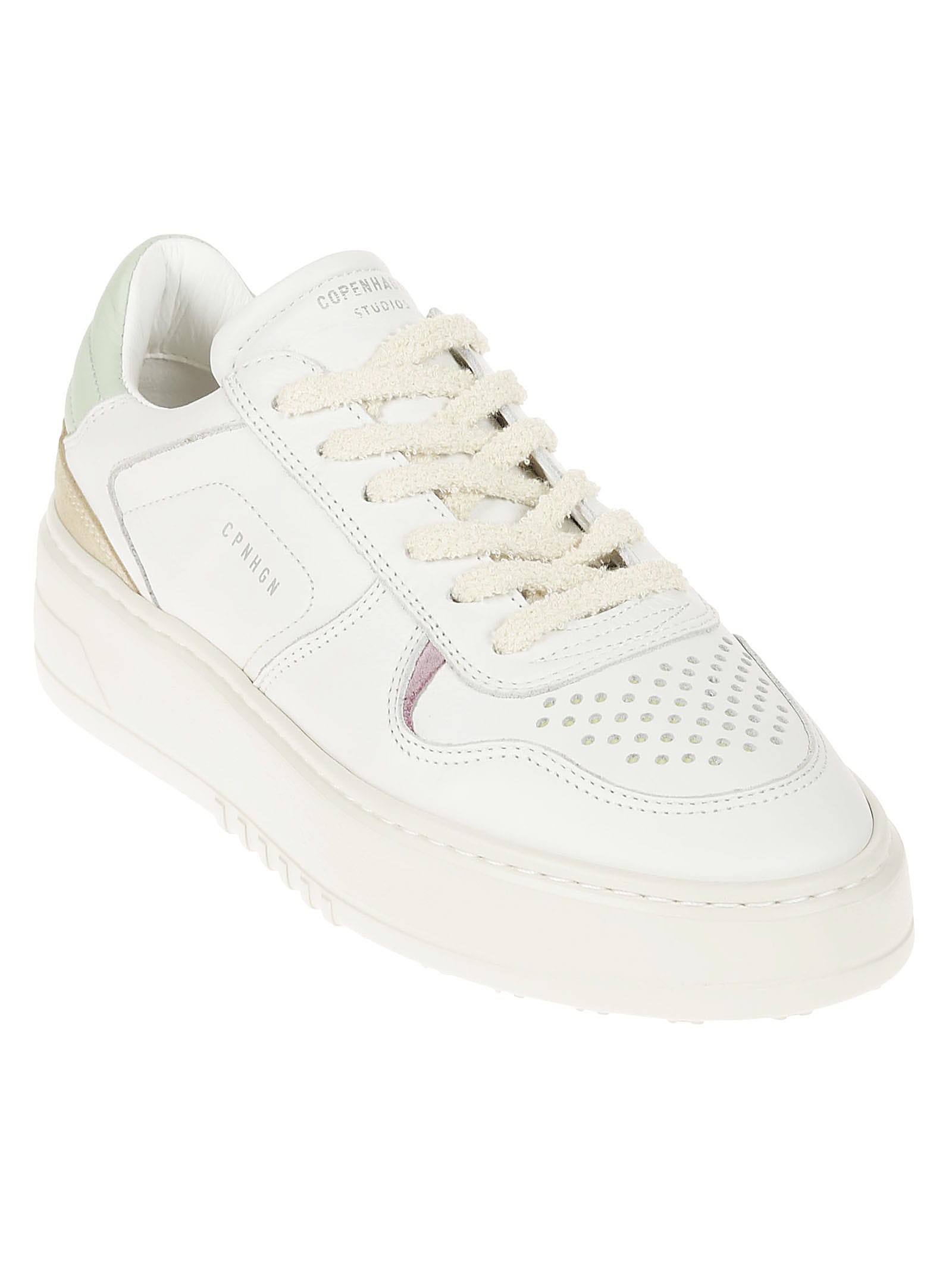 Shop Copenhagen Leather Mix Sneaker In White Mint